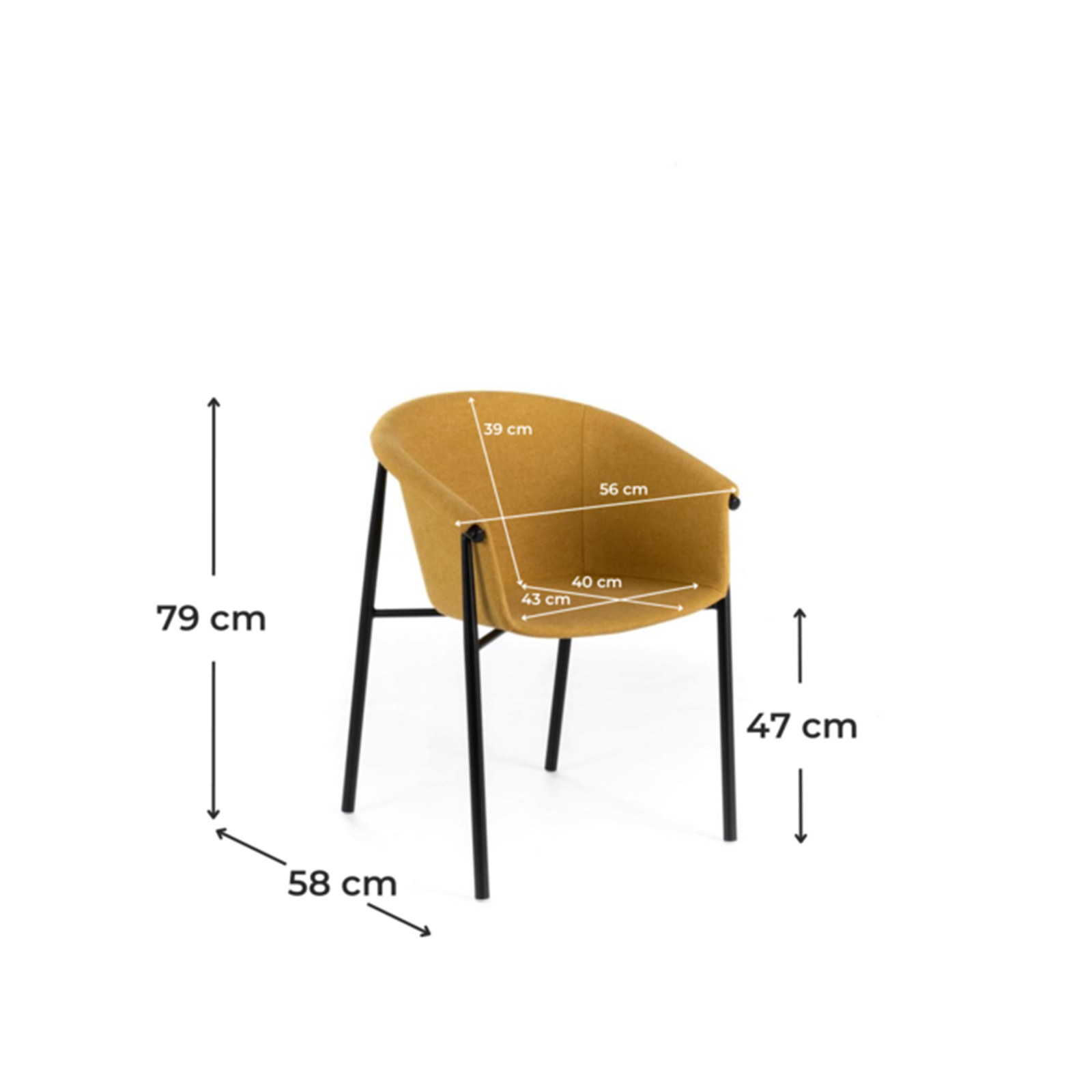 Set of elegant modern "Orchidea" fabric chairs with painted metal frame