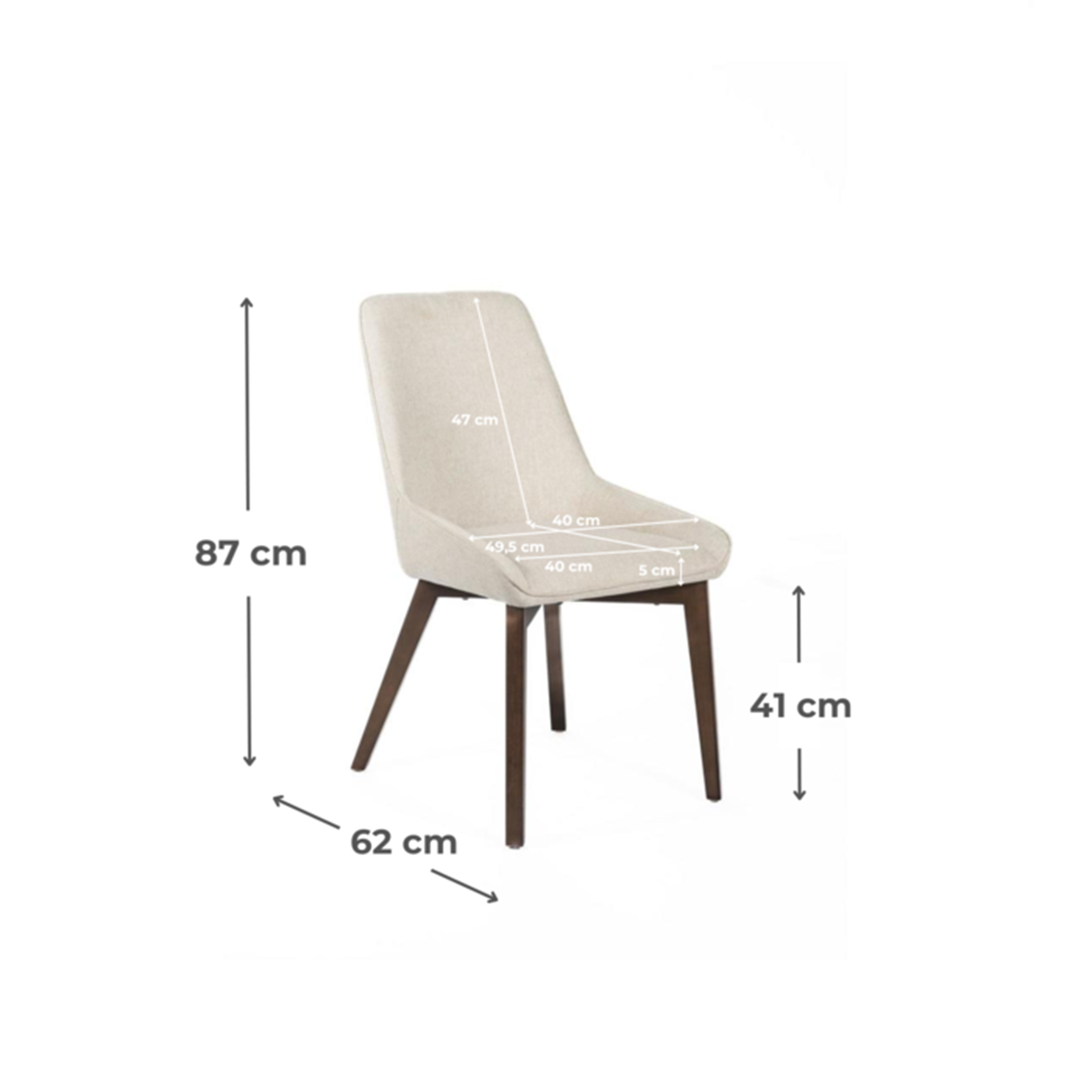 Set of modern "Orchidea" upholstered living room chairs in fabric, 49.5x62 cm, 87h