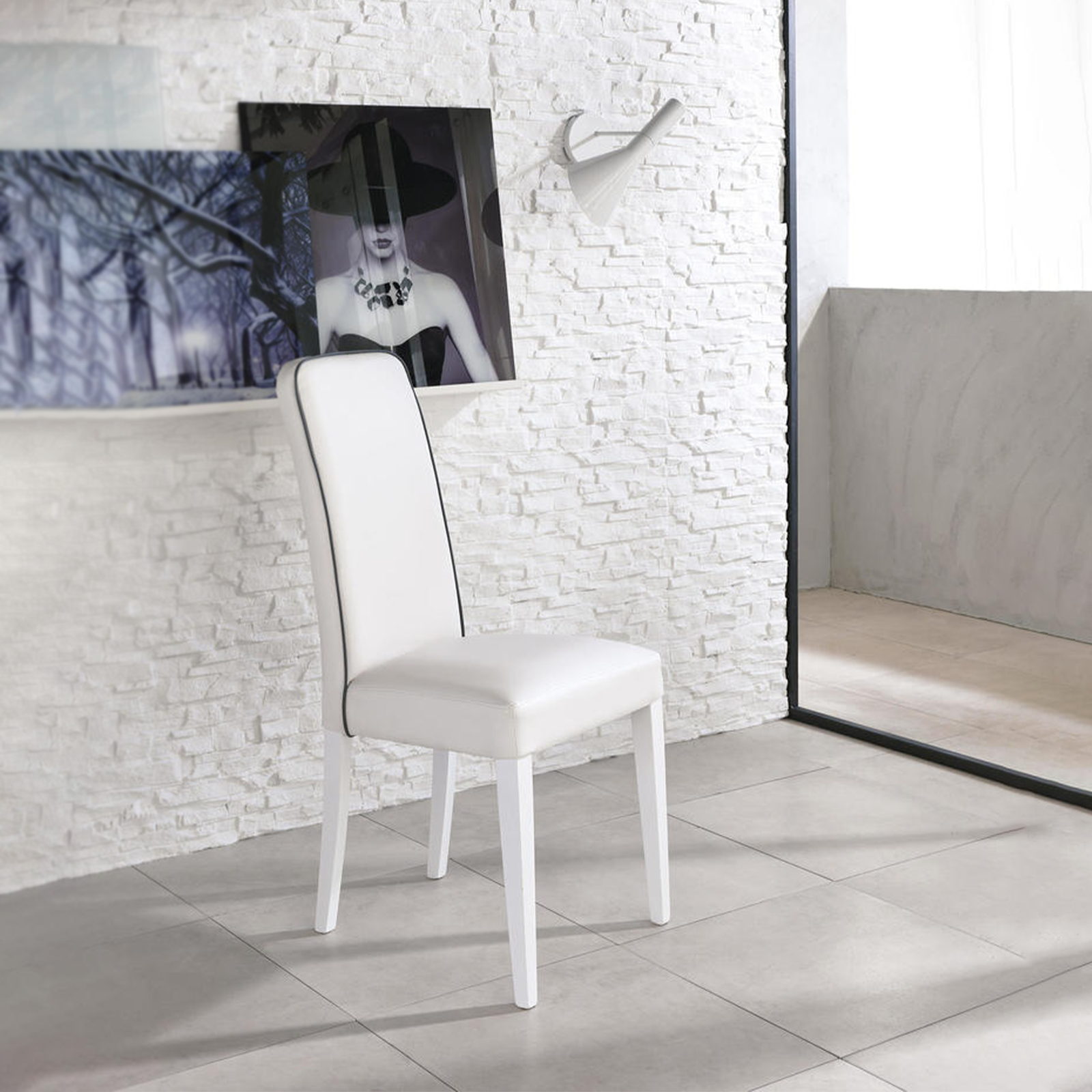 Set of modern "Gardenia" upholstered living room chairs in faux leather, 46x59 cm, 99h