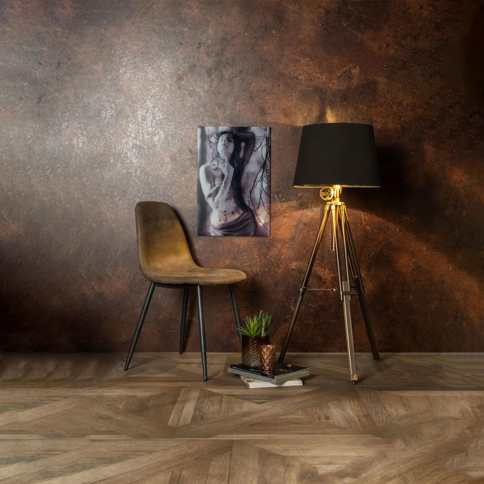 Set of modern "Ginestra" upholstered chairs in faux leather, 50x44 cm, 84h