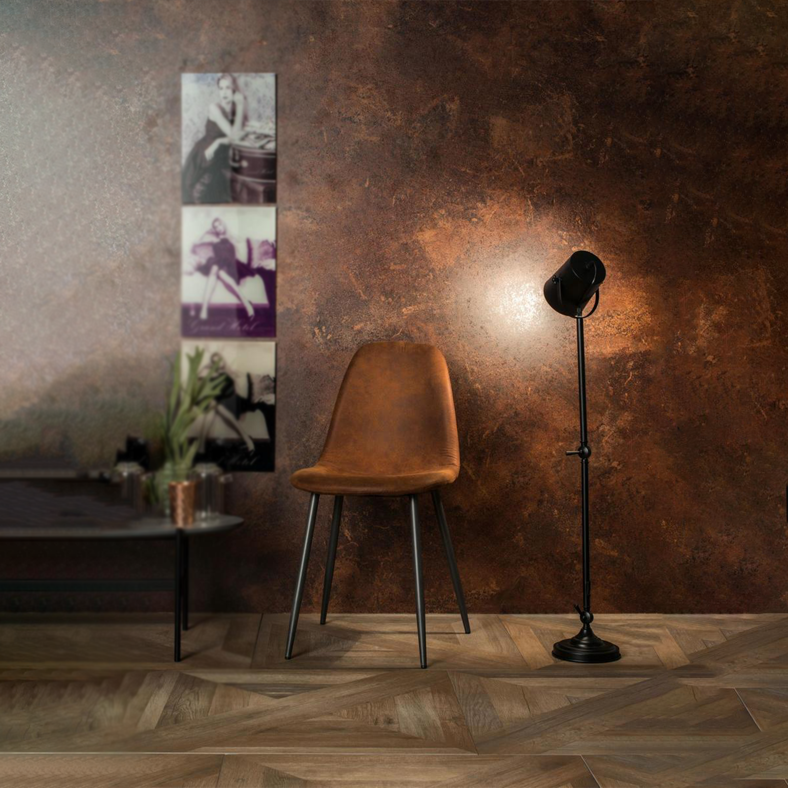 Set of modern "Ginestra" upholstered chairs in faux leather, 50x44 cm, 84h