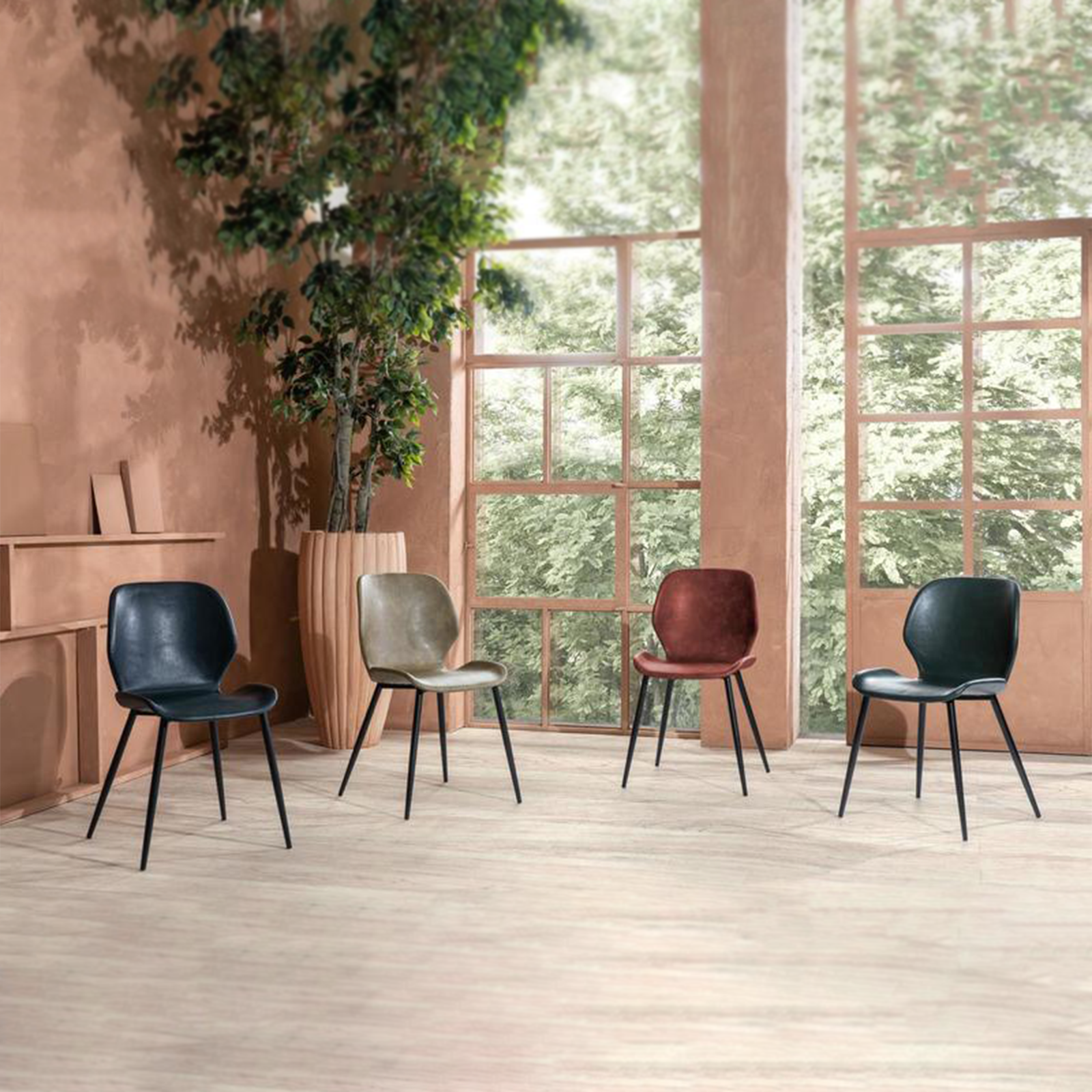 Set of elegant chairs in faux leather "Liam" soft touch vintage cm 45x55 83h