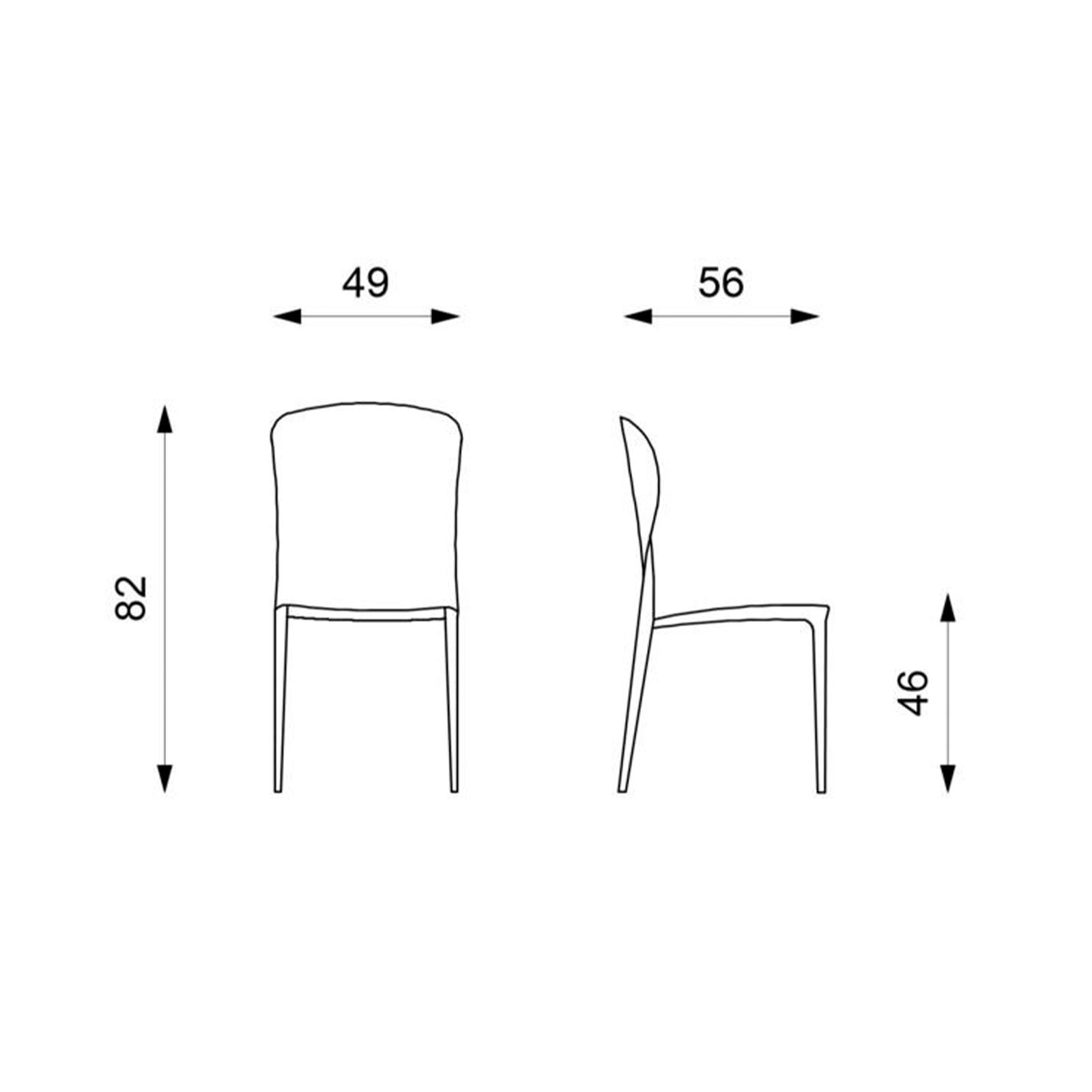 Set of modern "Glicine" faux leather chairs for the living room, elegant, 56x49 cm, 82 cm high.