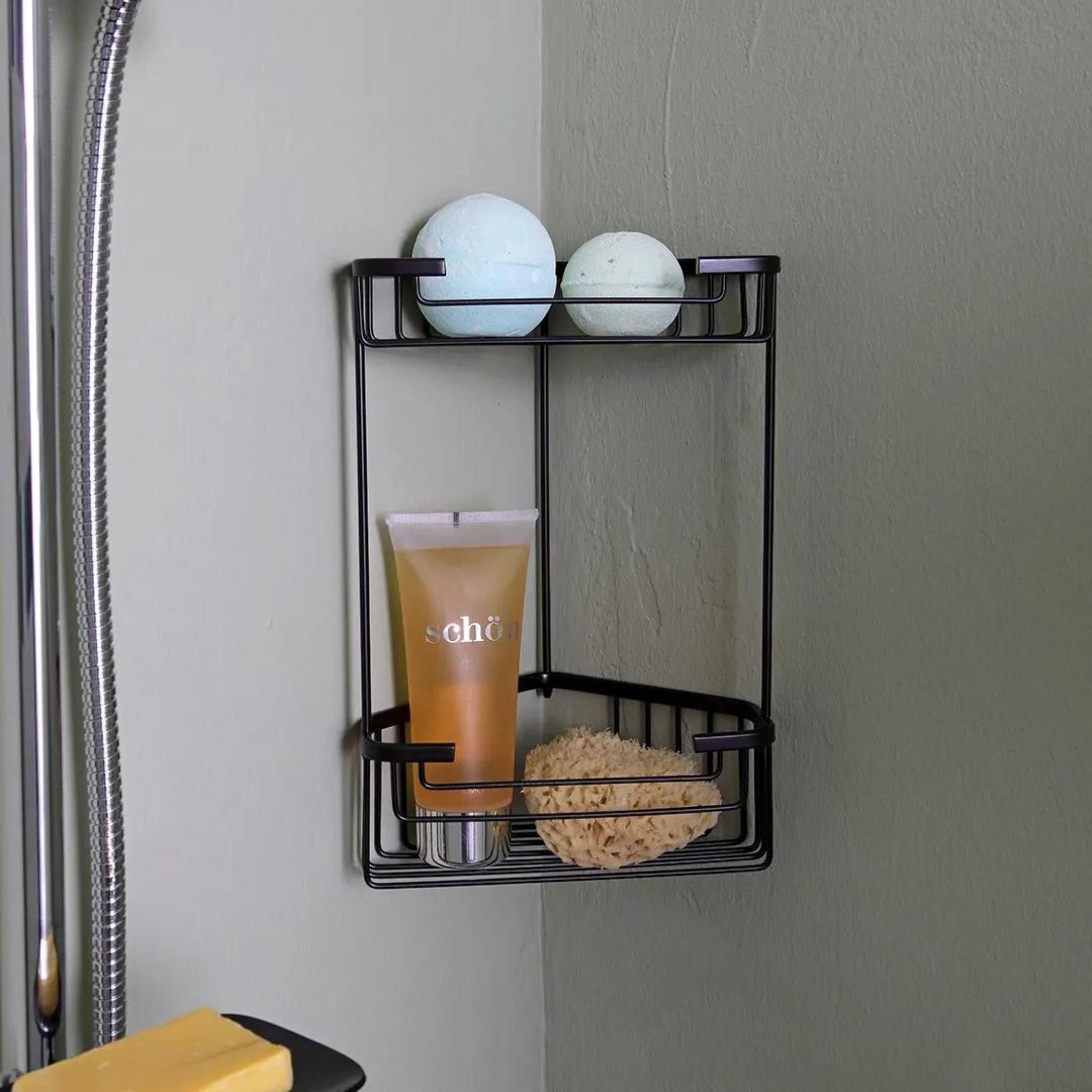 "Clément" double corner soap dish for shower in stainless steel 20x15 cm 31h