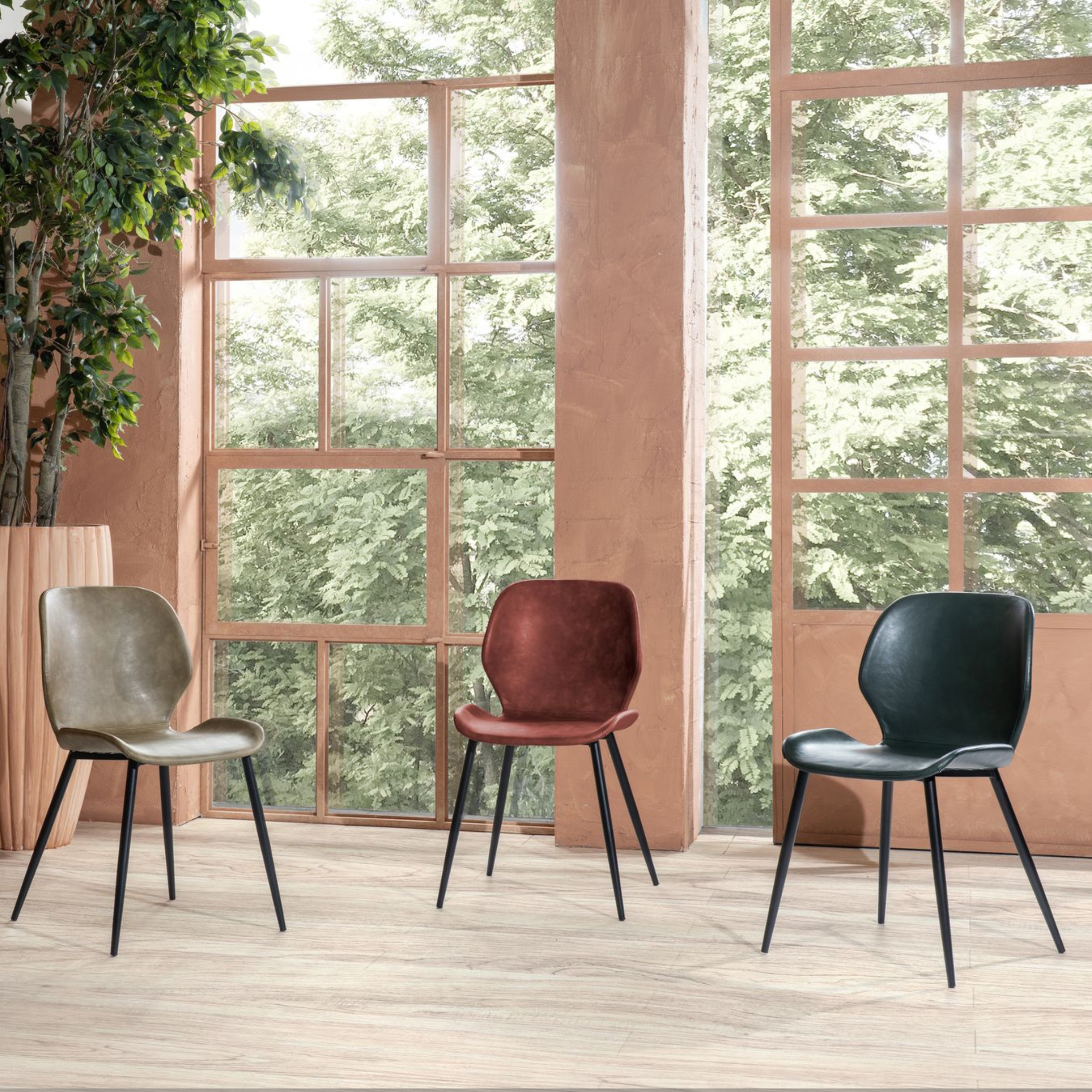 Set of elegant chairs in faux leather "Liam" soft touch vintage cm 45x55 83h