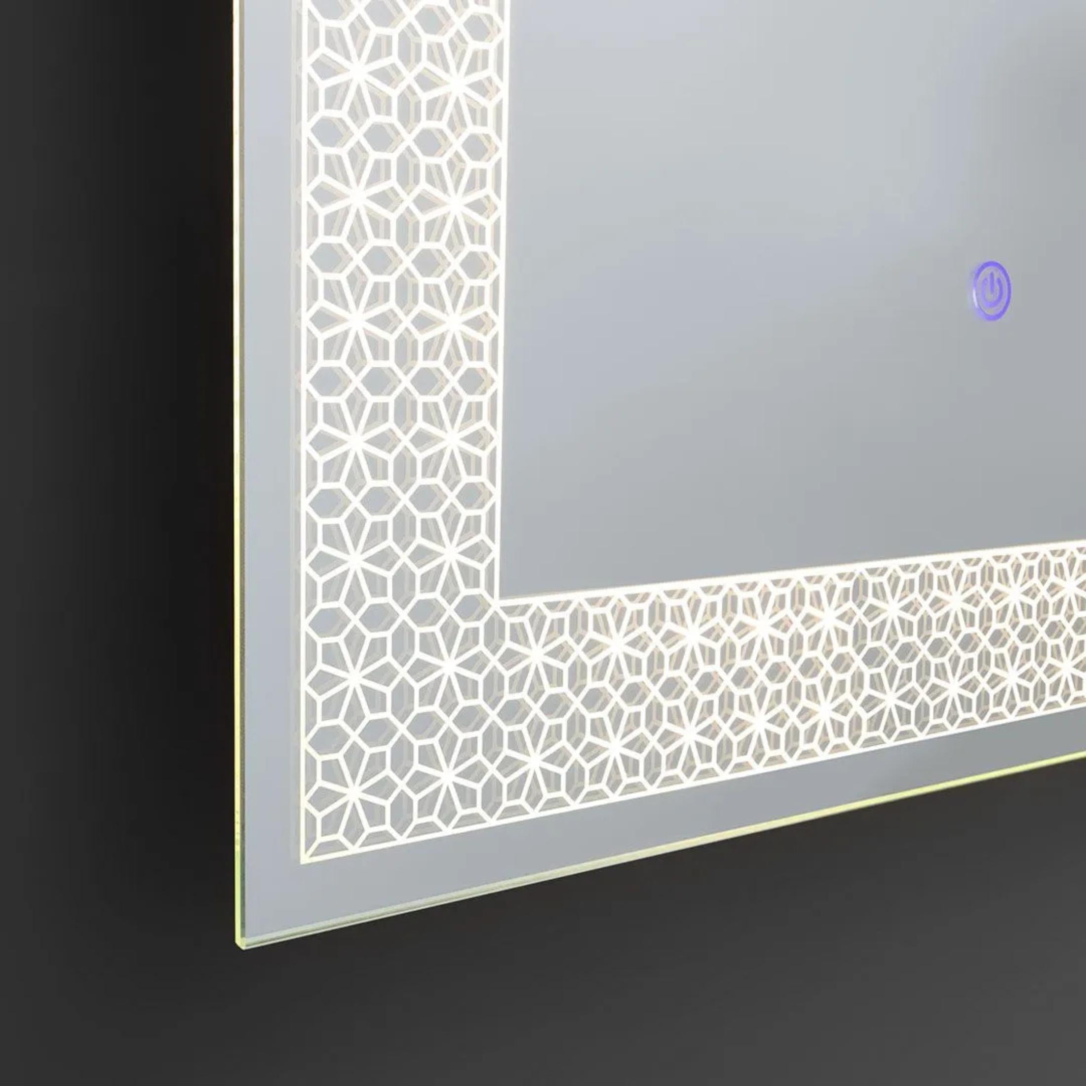 Rectangular LED mirror "Fresno" with illuminated decorated frame, 50x70 cm