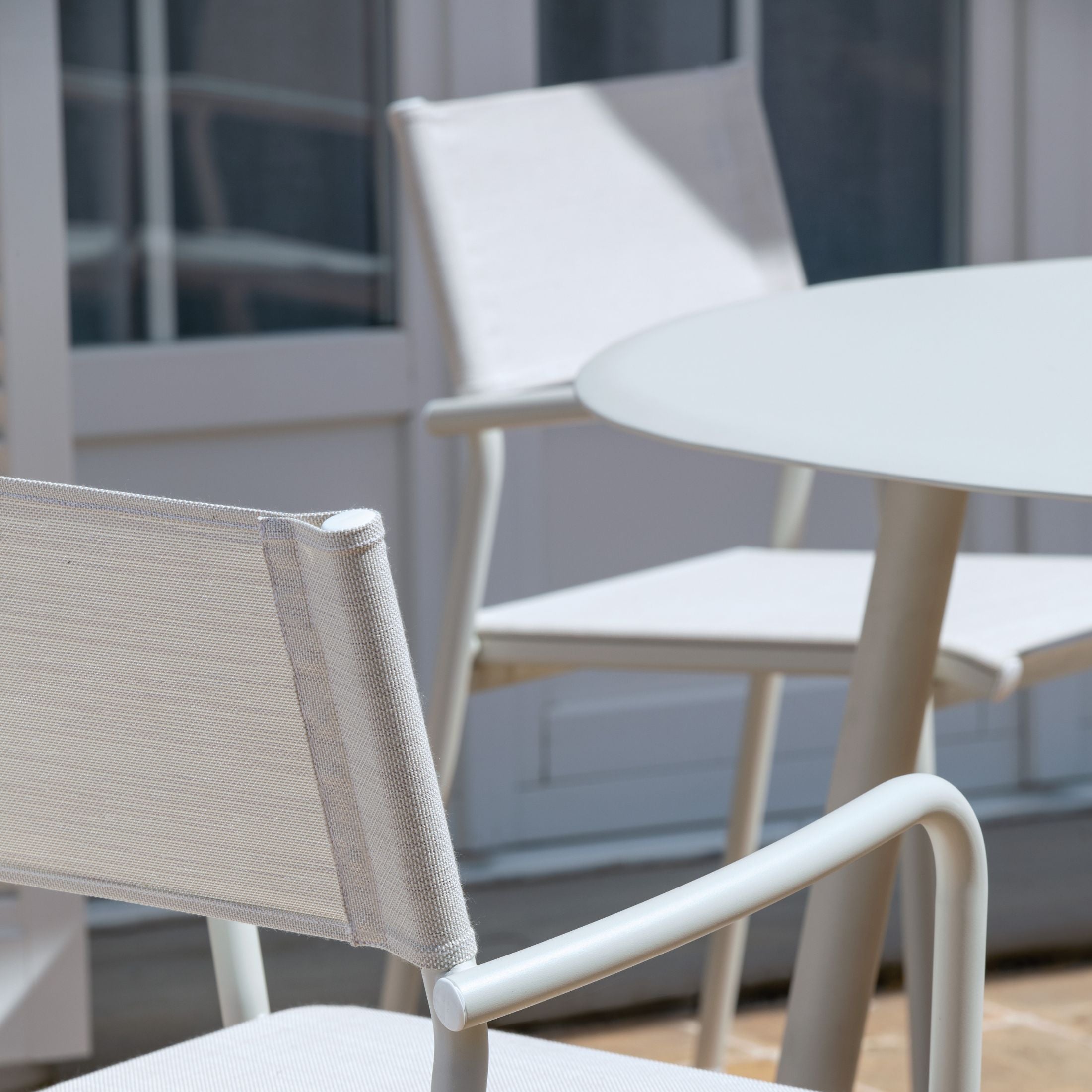 Set of chairs with seat and backrest in "Emma" fabric for the garden, stackable, 59x56 cm, 83h