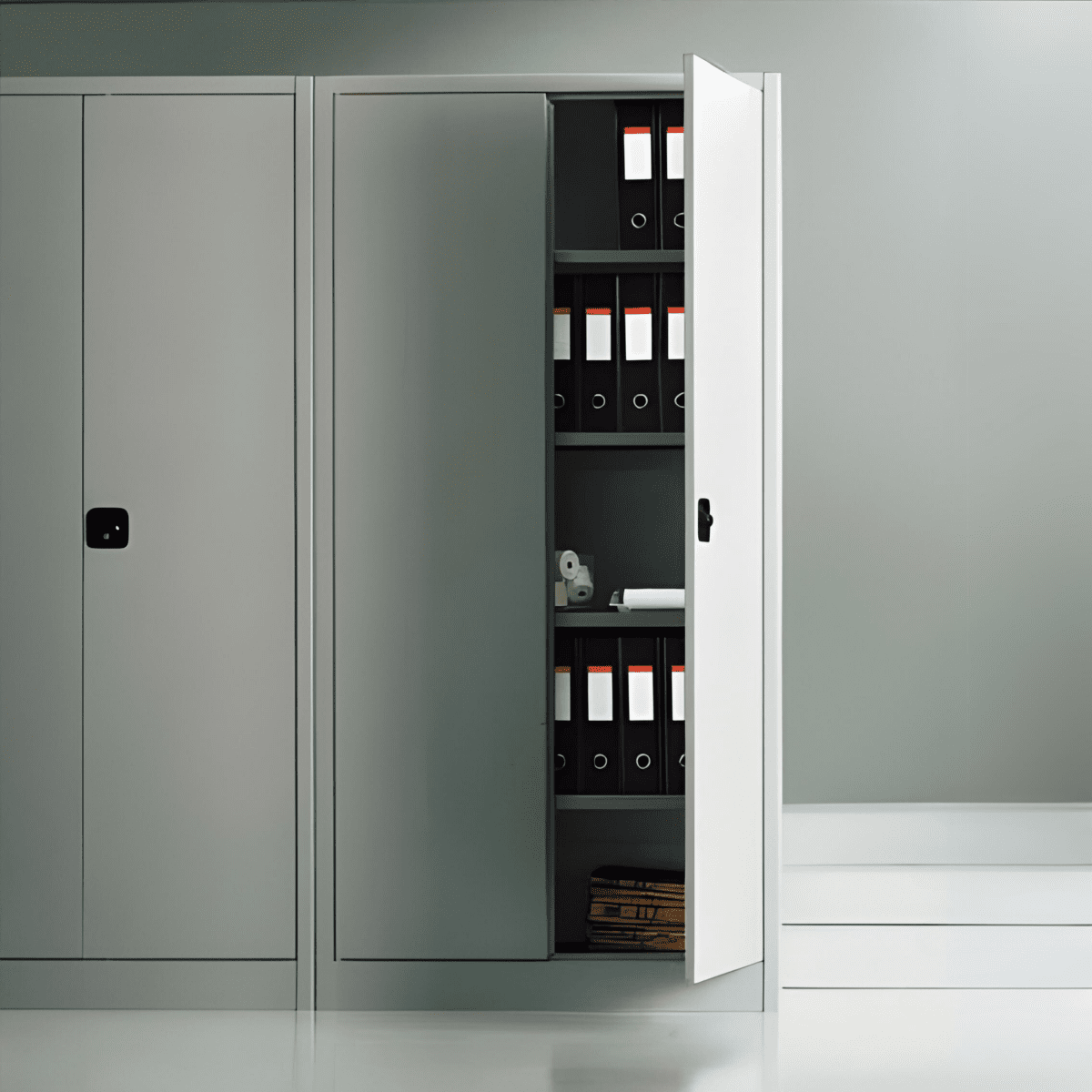 Armadio da ufficio a 2 ante battenti "Arb" in metallo con ripiani regolabili cm 100x45 200h - MondoViro