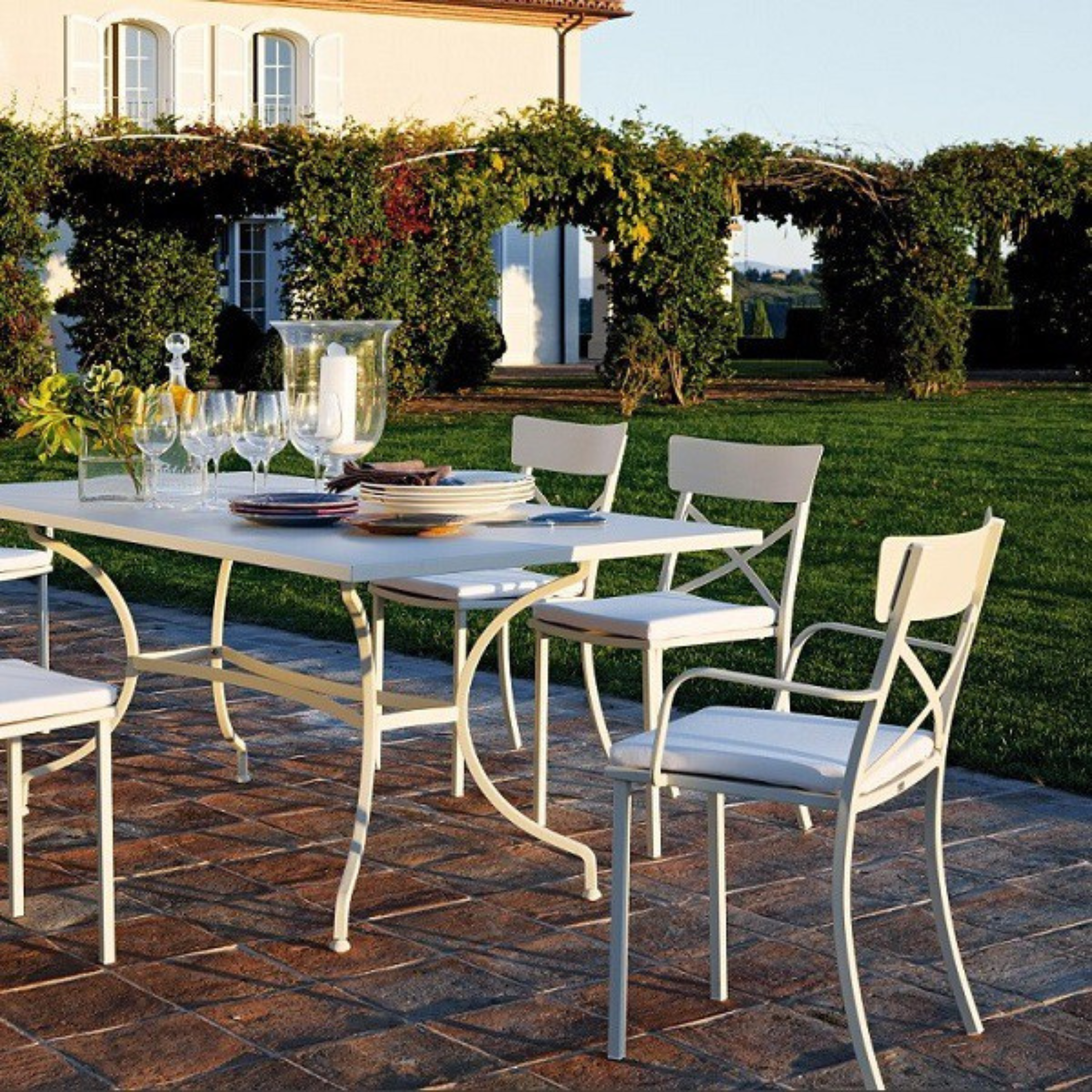 "Tosca" rectangular galvanized metal dining table for the garden, 180x90 cm, 75 cm high
