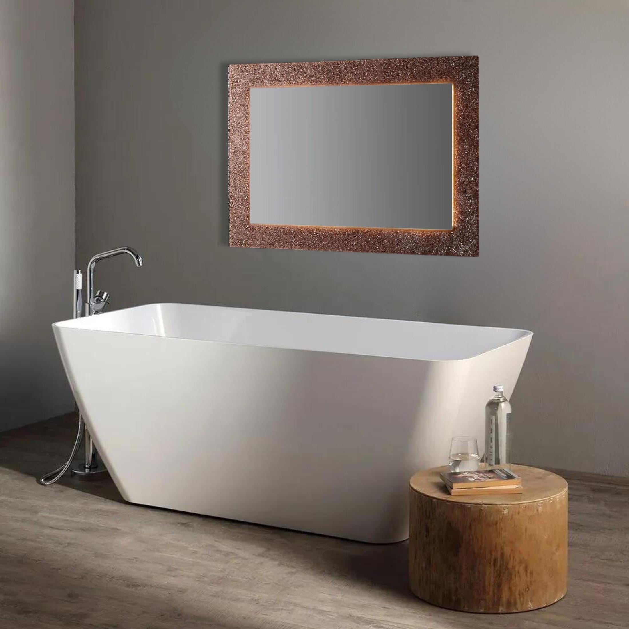 Rectangular LED mirror "Serranova" with glass grit frame 98x70 cm