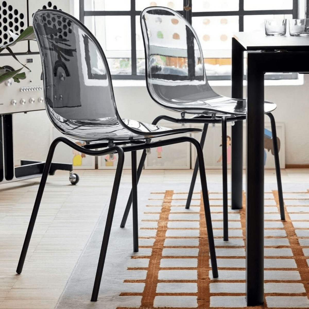Set di sedie moderne da soggiorno "Academy" in policarbonato trasparente cm 49x51 84h - MondoViro
