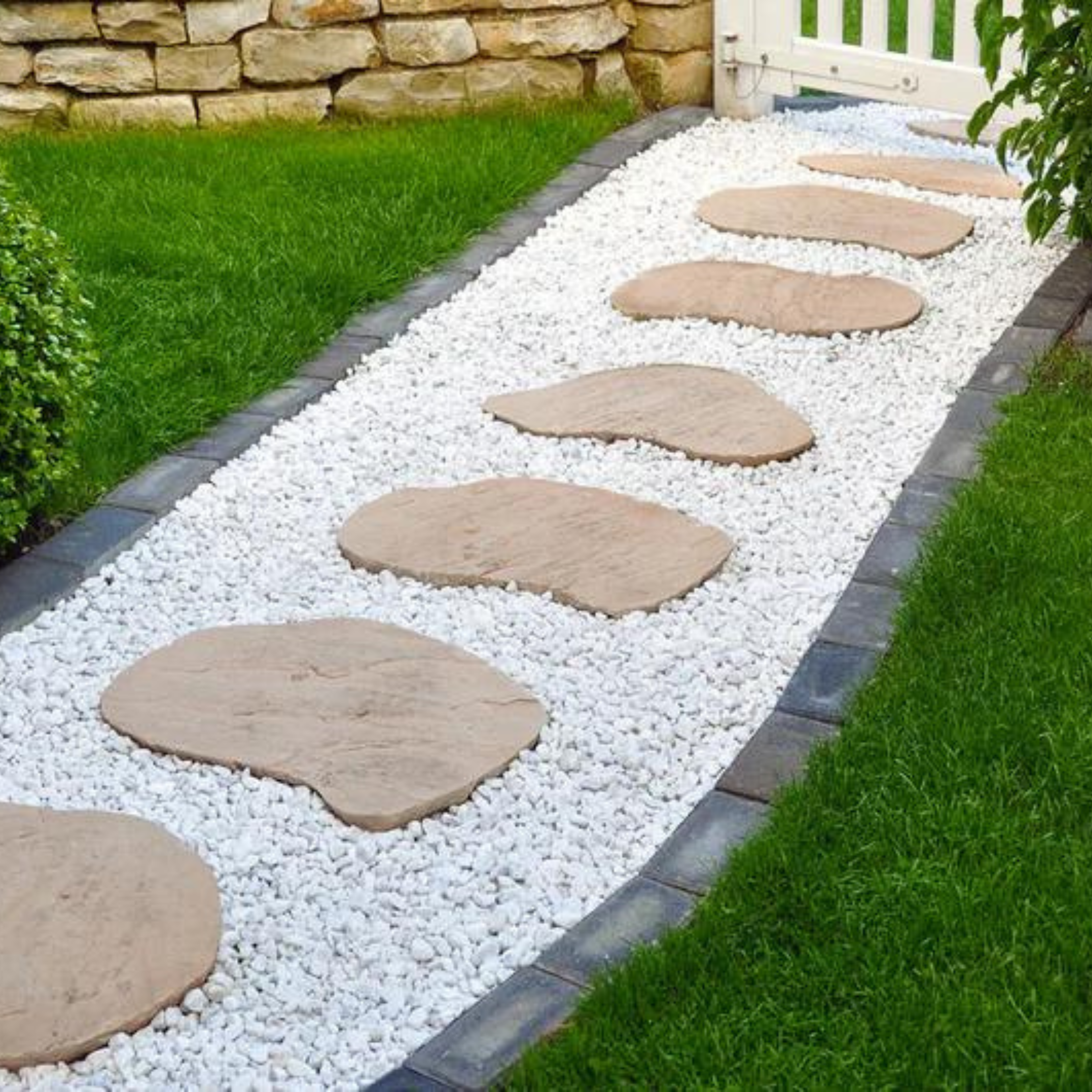 White Carrara marble pebbles for garden decoration in 20 kg bags