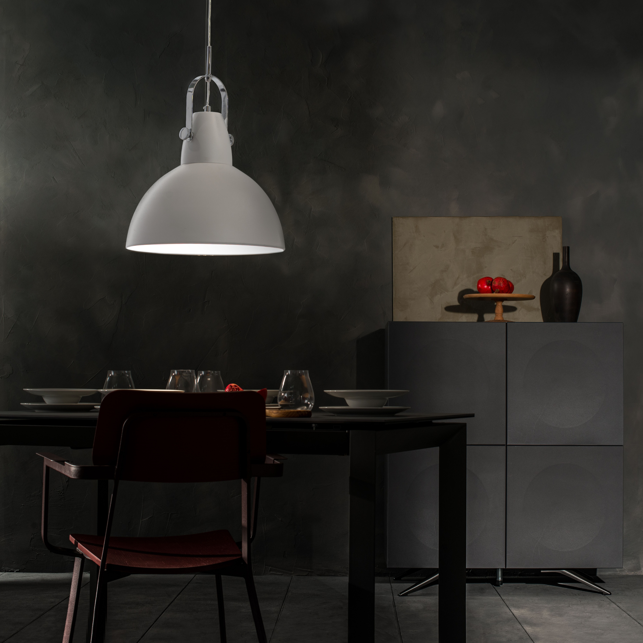 "Cage" painted metal pendant lamp with adjustable cable, 38x38 cm, 33 cm high