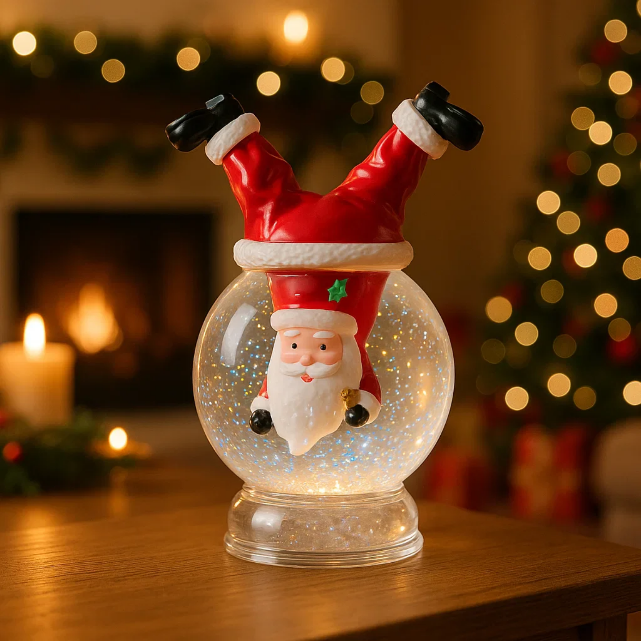 Upside-down Santa Claus Sphere, RGB LED Color Changing Decorations