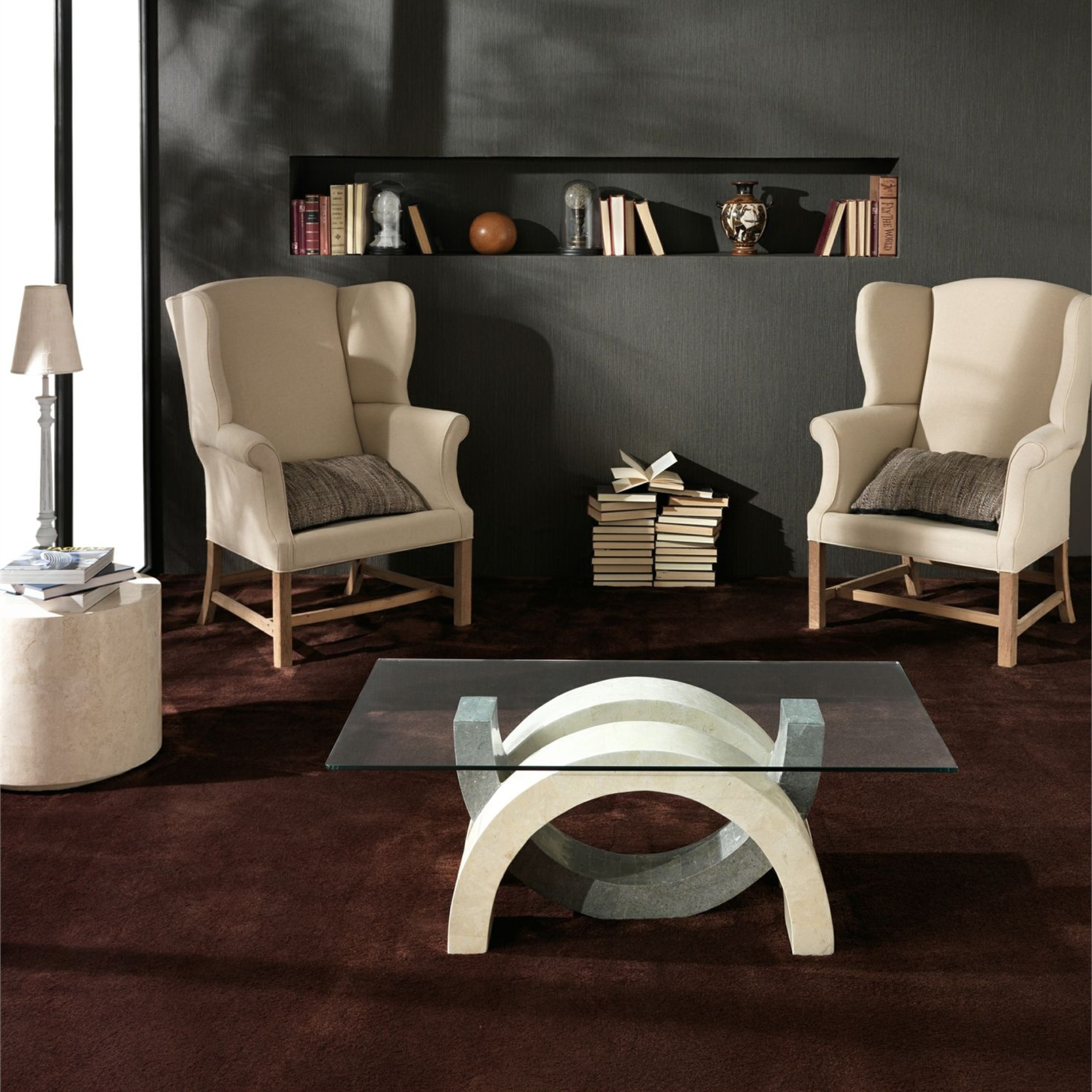 "Tito" fossil stone coffee table, 120x70 cm, 41 cm high