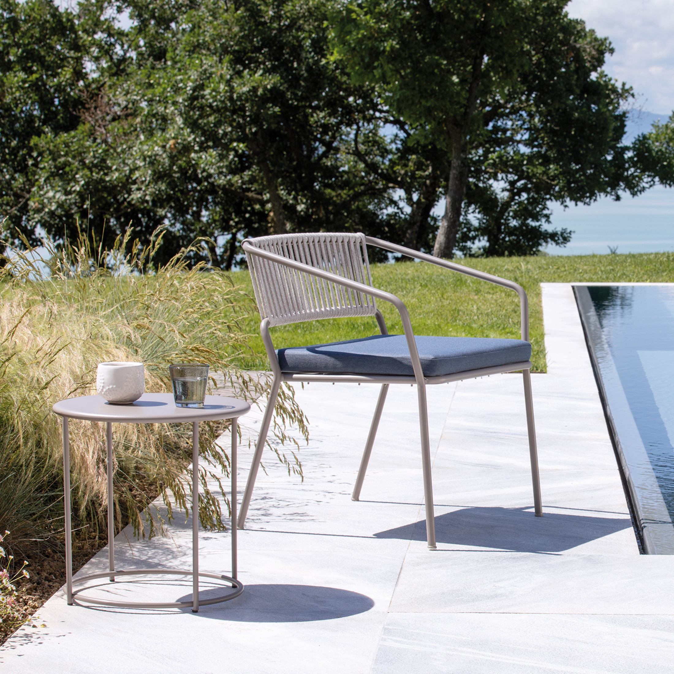 Low metal garden armchair "Slot" stackable lounge 68x65 cm 76h