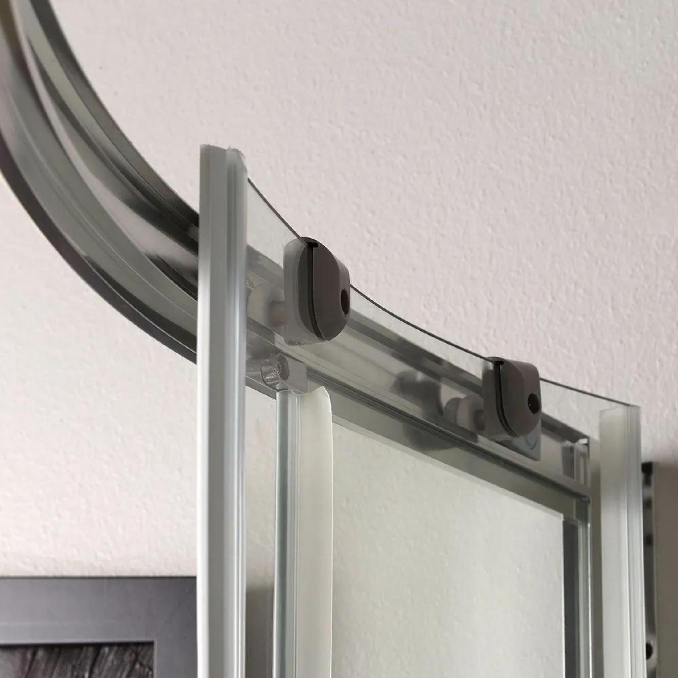 "Lima" semicircular rounded shower enclosure in transparent tempered glass, 80x80 cm, 185 cm high.