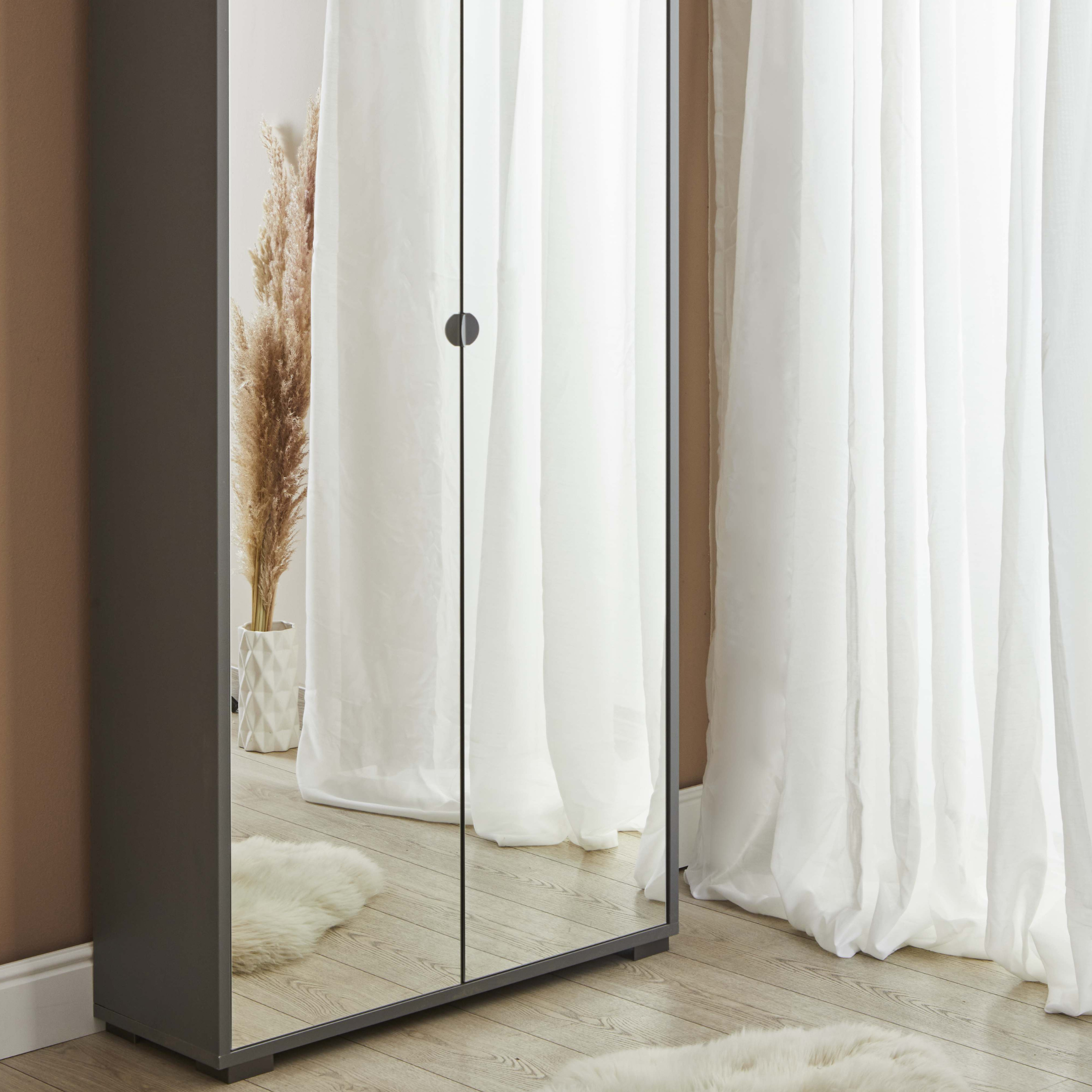 "Madrid" 2-door mirrored wardrobe with chrome feet, 83x29 cm, 190 cm high