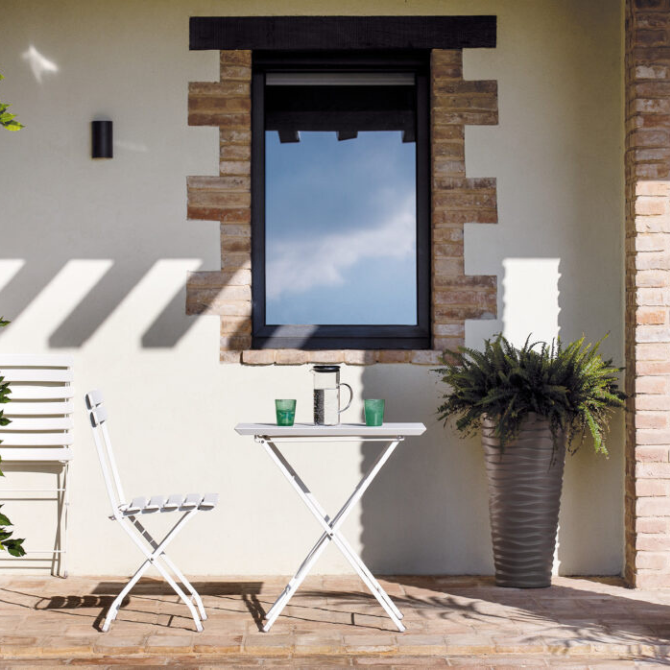 "Step" folding square table in galvanized metal for the garden, height 75 cm