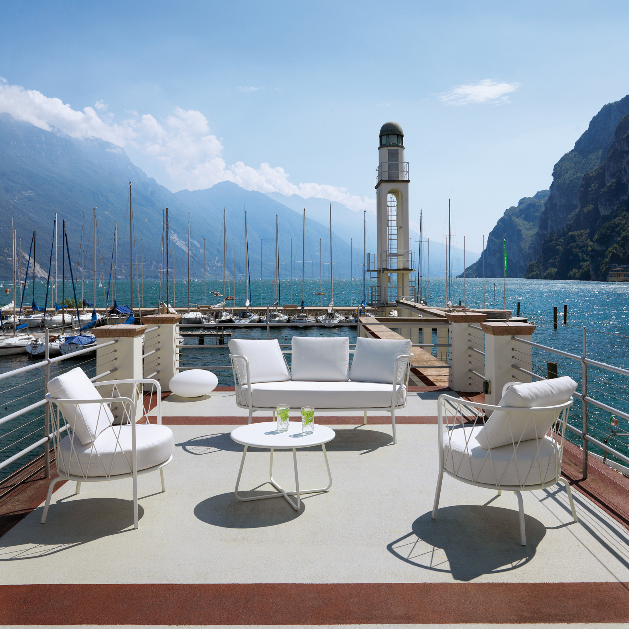 "Daisy14" 3-seater galvanized metal garden lounge sofa, 220x80 cm, 71 cm high