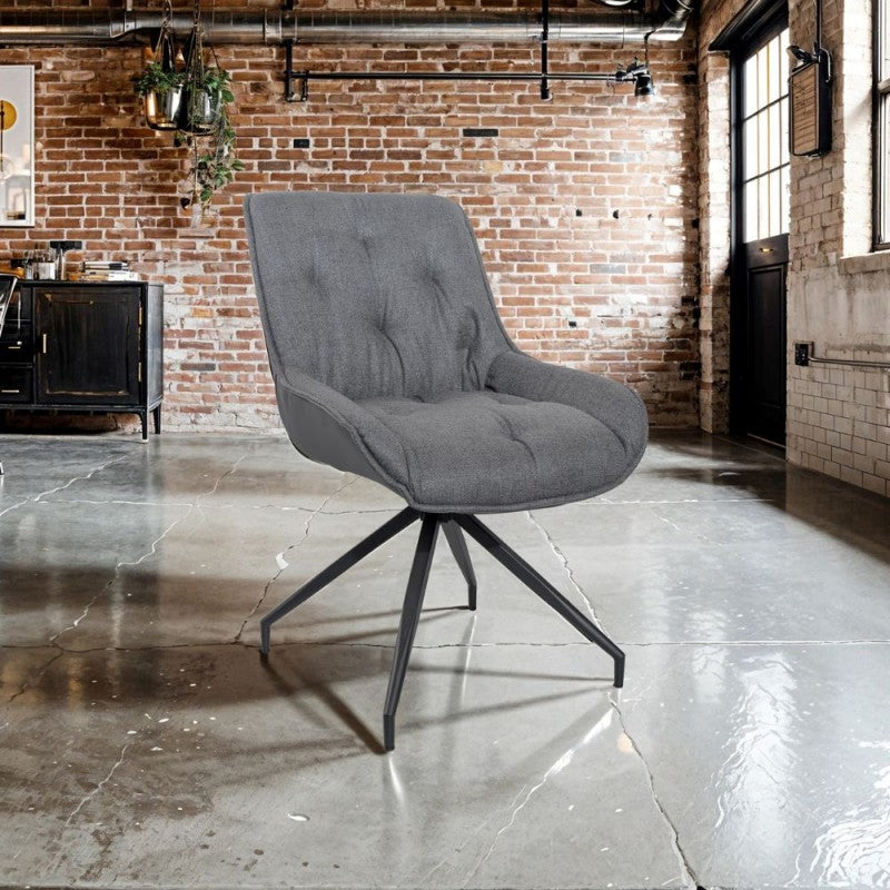 Set of "Agora" dining chairs upholstered in eco-leather with black metal legs cm 58.5x66.5 87h