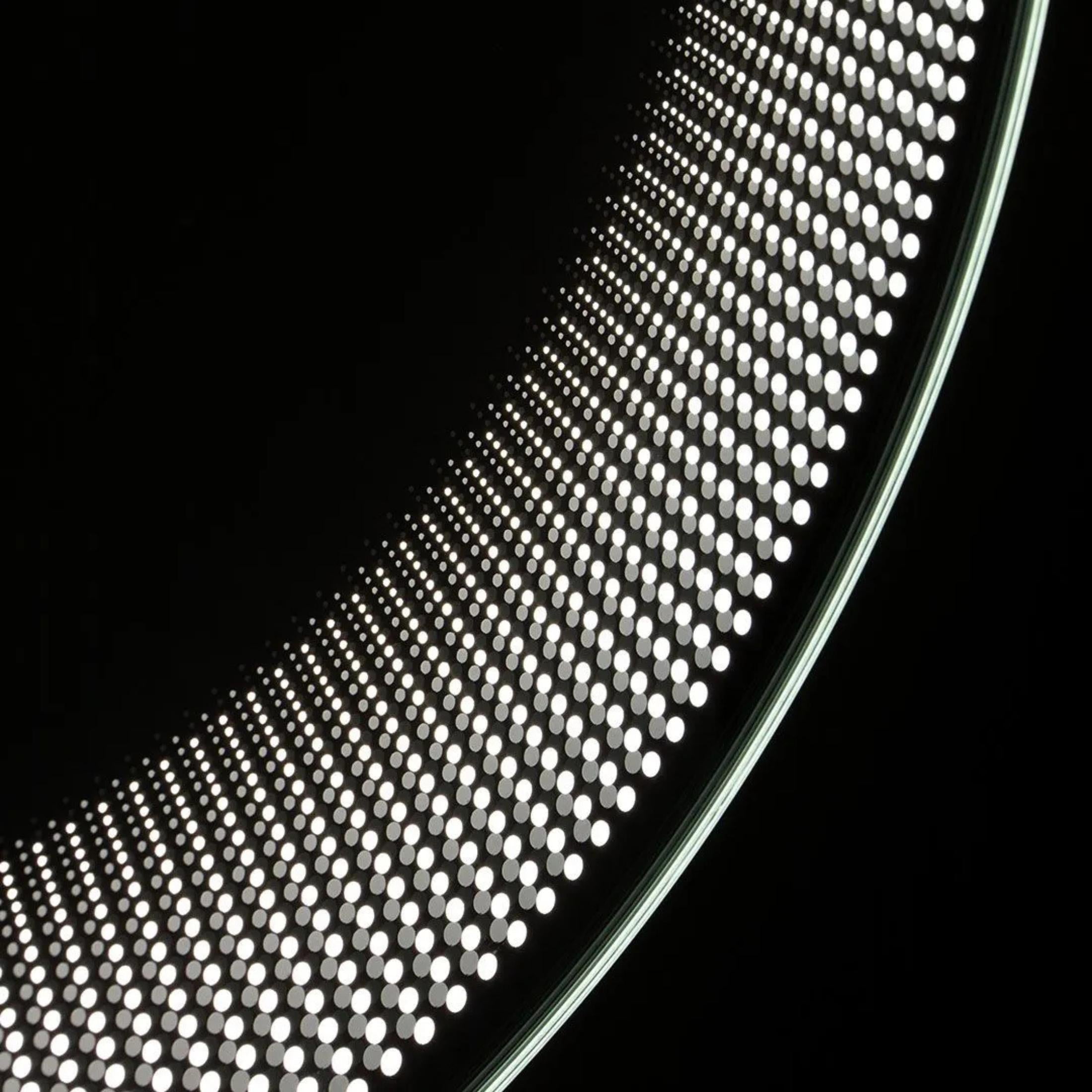 Round mirror with LED-illuminated "Eclisse" frame in aluminum, 60x60 cm
