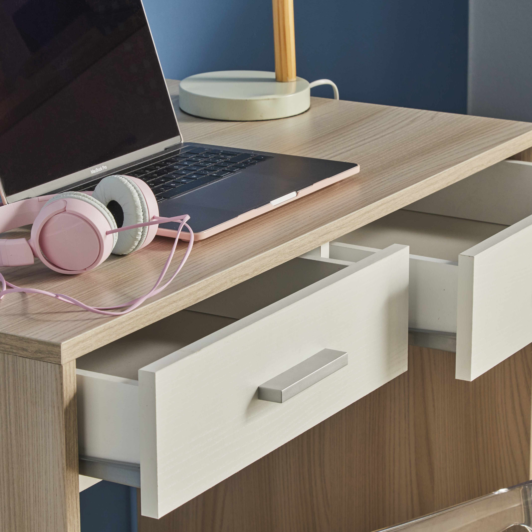 Modern 2-drawer "Vanda" wooden desk, 91x55 cm, 76h