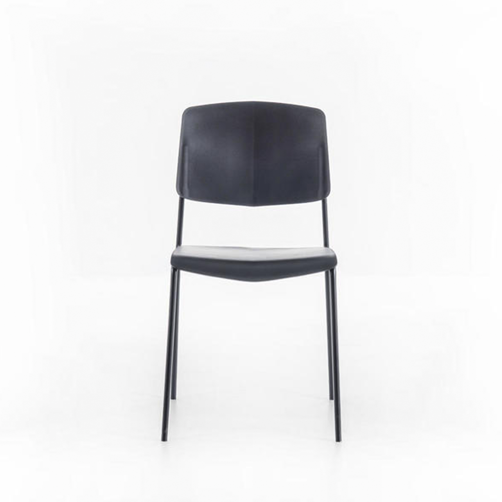 Set of modern stackable "Giada" polypropylene chairs with painted metal legs