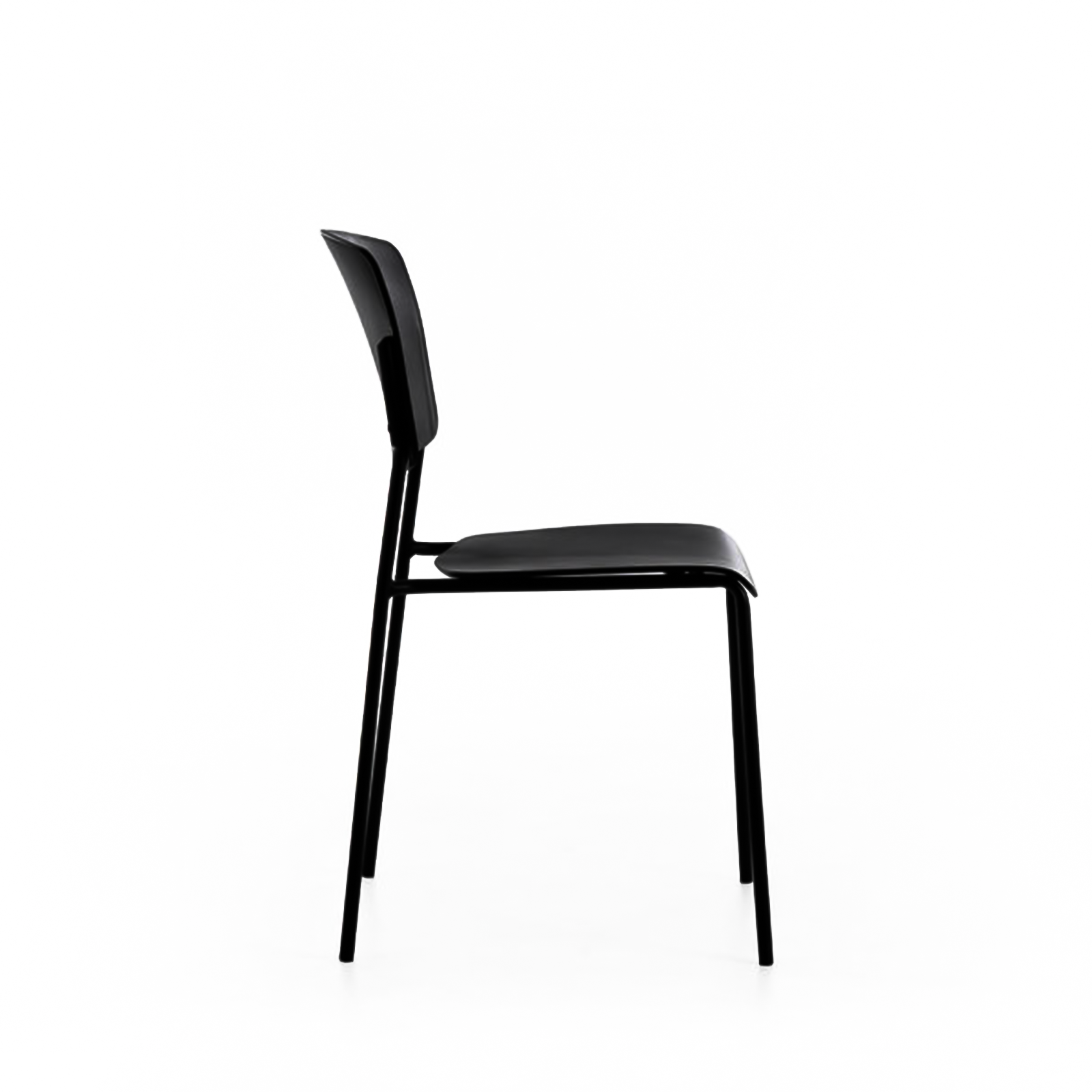 Set of modern stackable "Giada" polypropylene chairs with painted metal legs