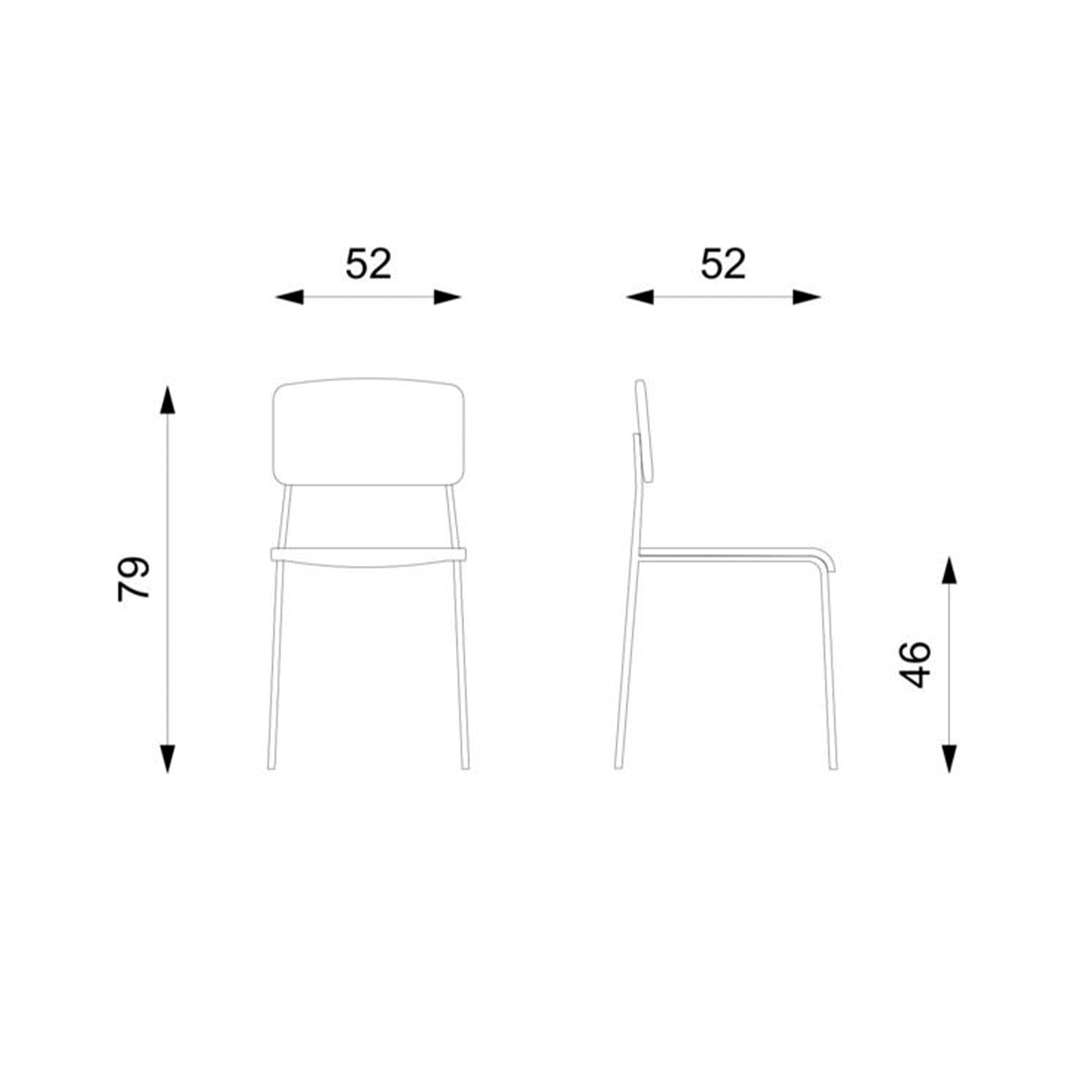 Set of modern stackable "Giada" polypropylene chairs with painted metal legs