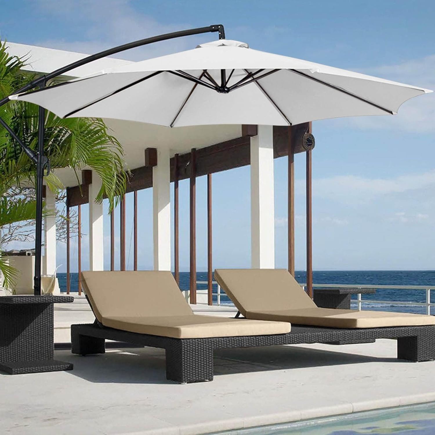 "Six" round steel garden umbrella, 3x3 m, 3h, decentralized arm