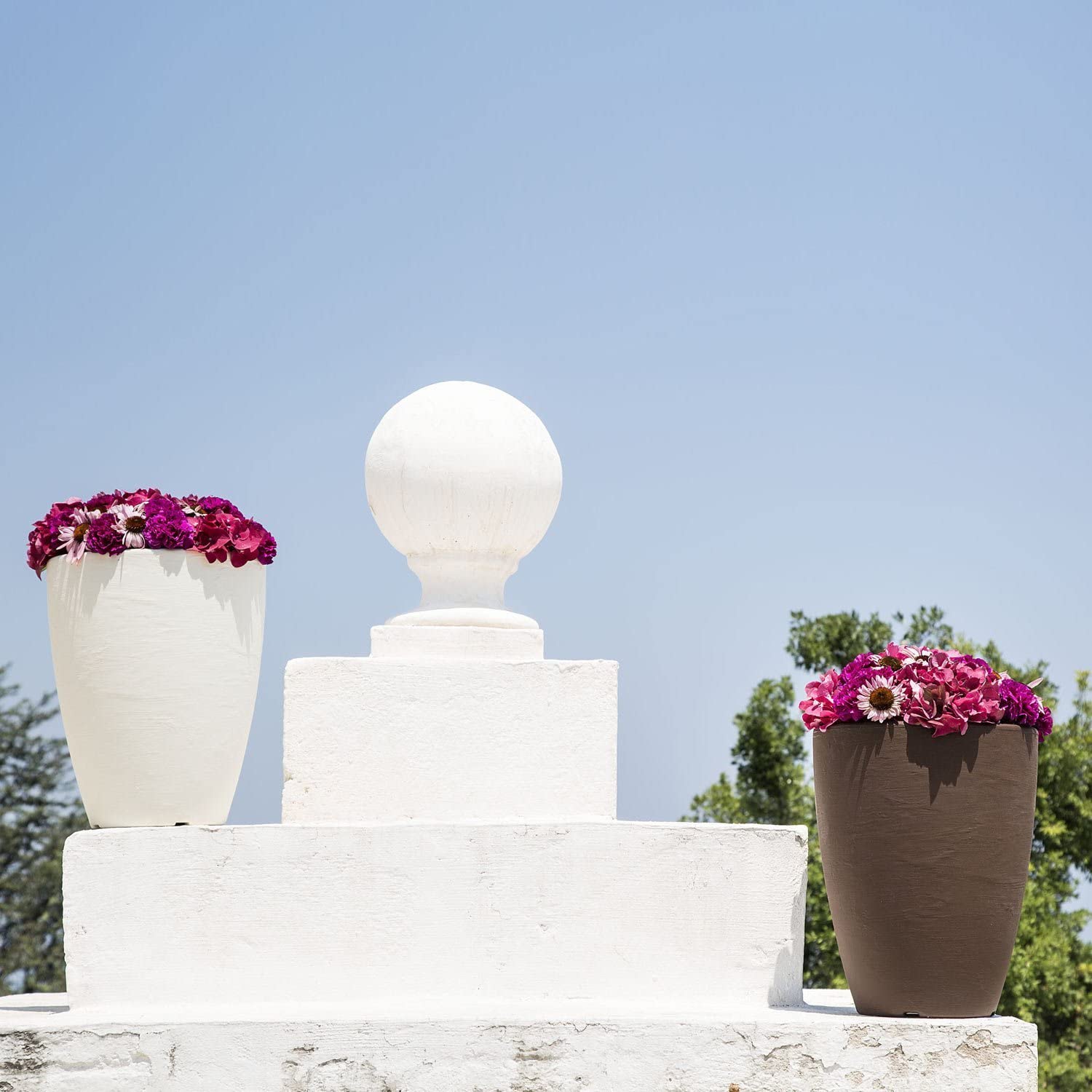 Vaso tondo Adone per interno ed esterno in resina cm 30x30 38h