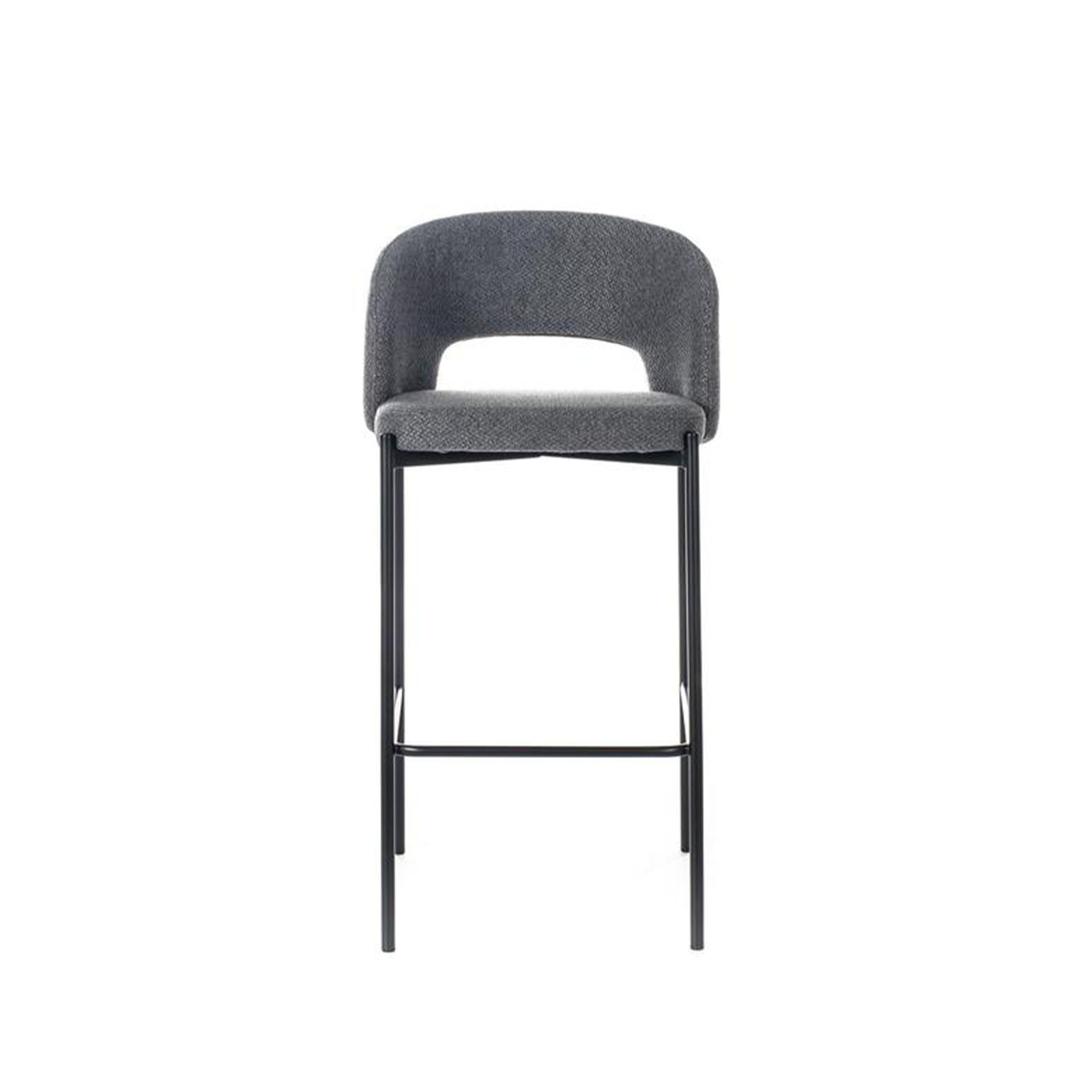 Set of "Alan" high stools in padded fabric with footrest cm 52x50 98h