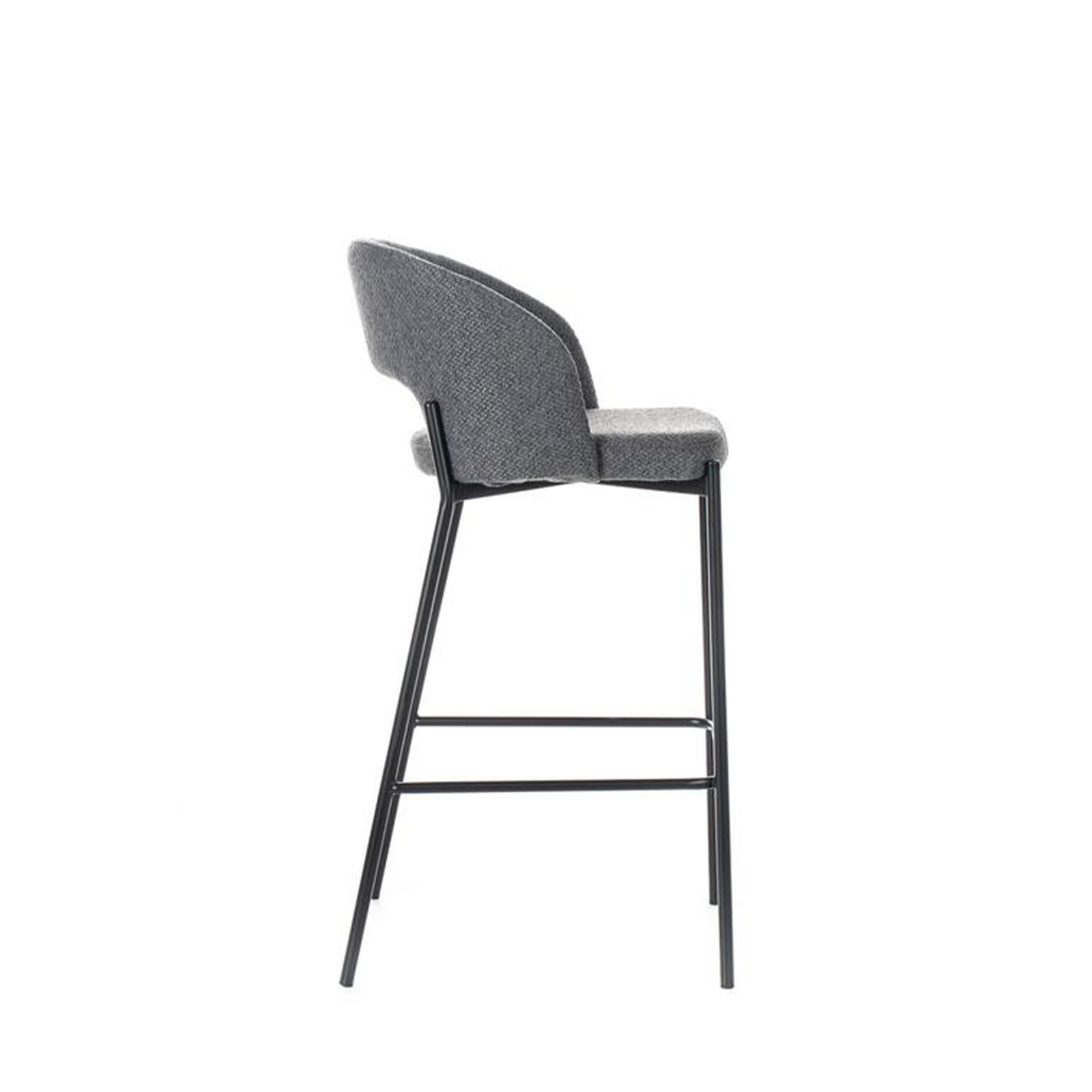 Set of "Alan" high stools in padded fabric with footrest cm 52x50 98h