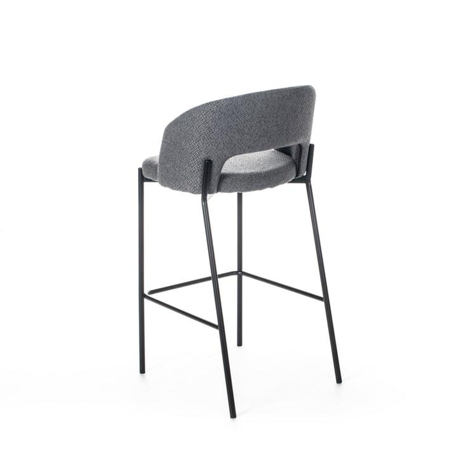 Set of "Alan" high stools in padded fabric with footrest cm 52x50 98h