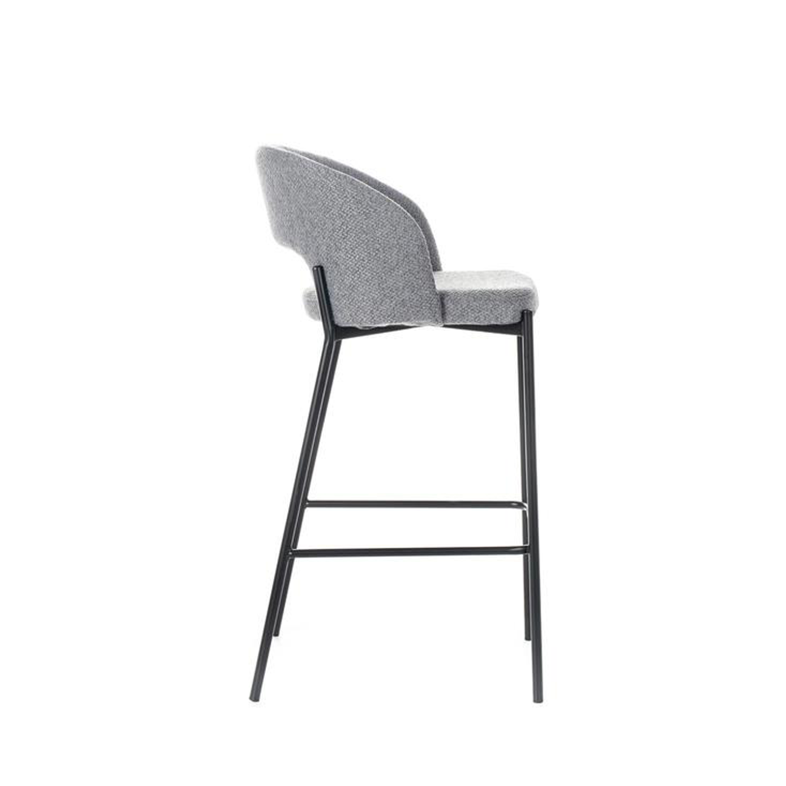 Set of "Alan" high stools in padded fabric with footrest cm 52x50 98h