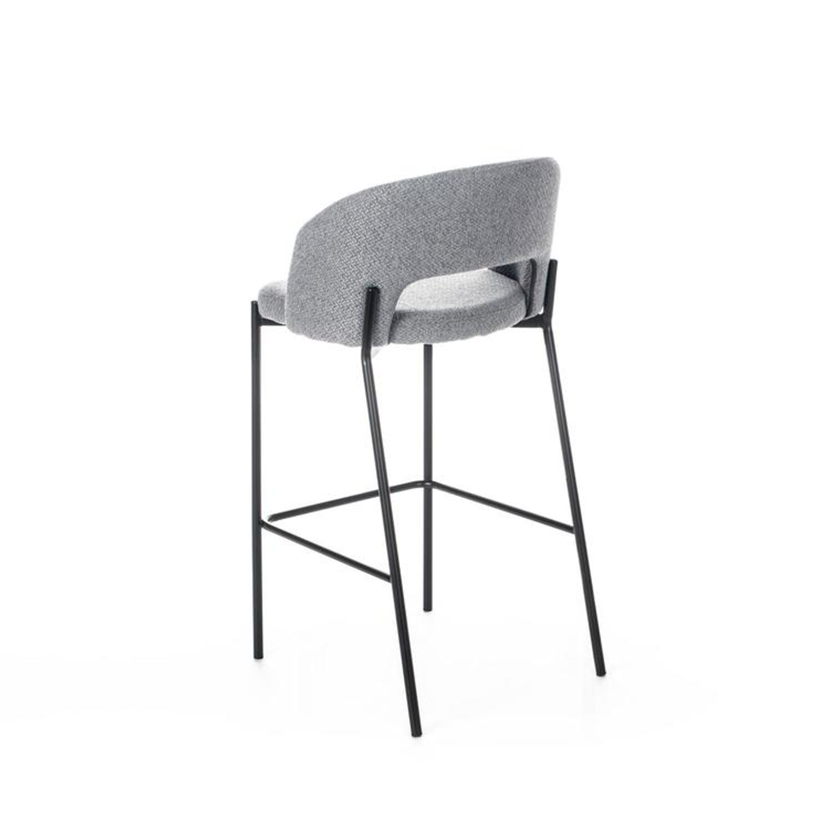 Set of "Alan" high stools in padded fabric with footrest cm 52x50 98h