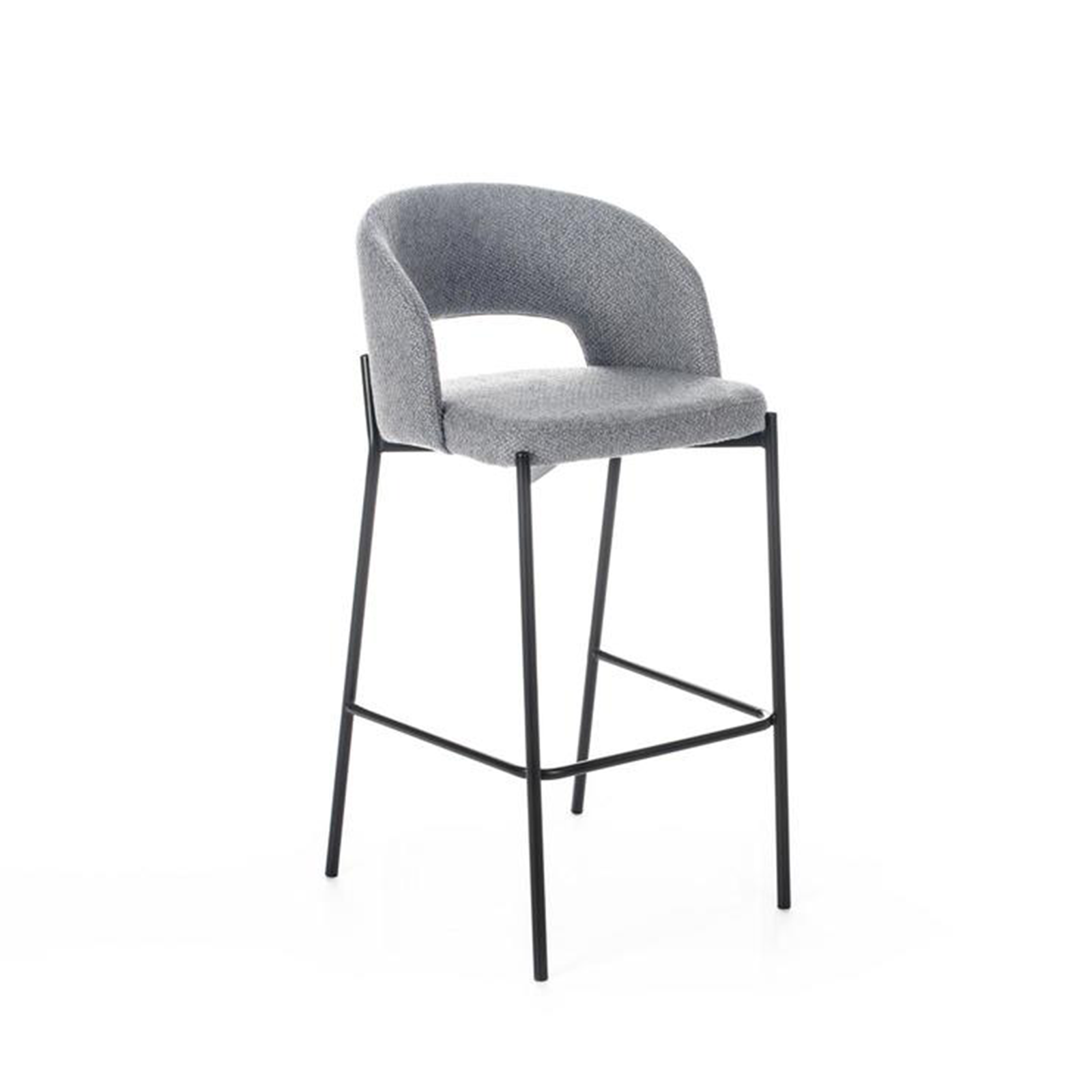 Set of "Alan" high stools in padded fabric with footrest cm 52x50 98h