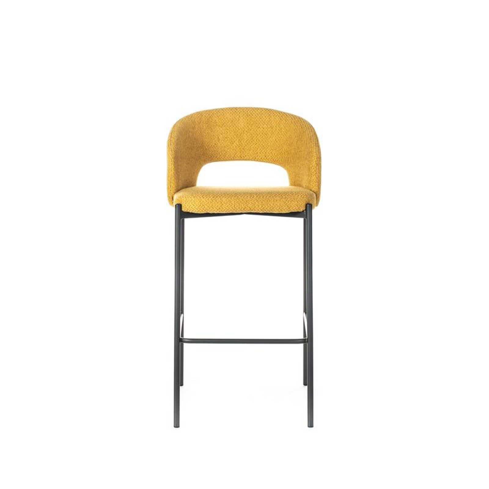 Set of "Alan" high stools in padded fabric with footrest cm 52x50 98h