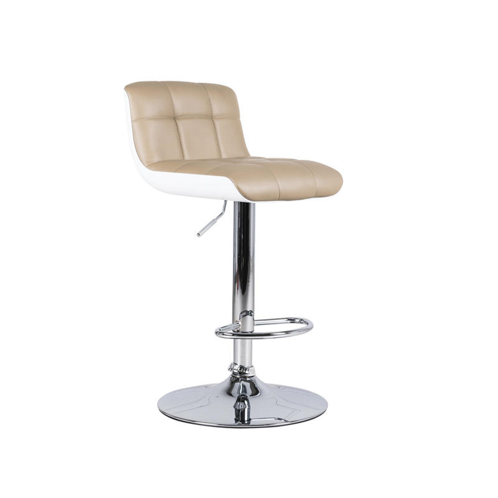 Set of high padded stools "Kurt" in imitation leather with gas lift and footrest cm 38.5x36 83h