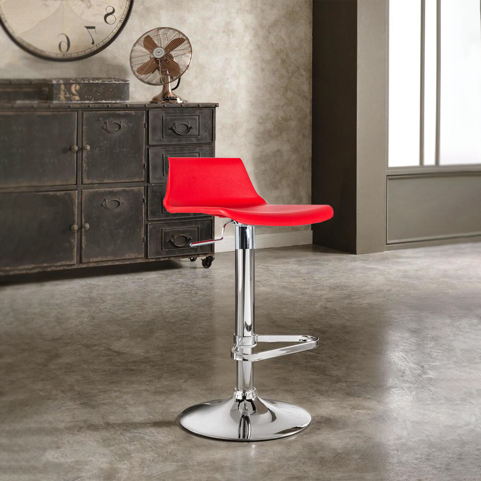 Set of "Henri" high stools in polypropylene with gas lift and footrest, 41x39 cm, 72h
