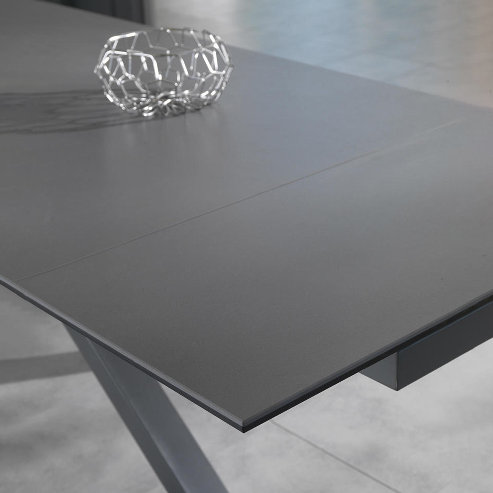 Extendable table "Daniel" tempered glass top cm 160/240x90 76h