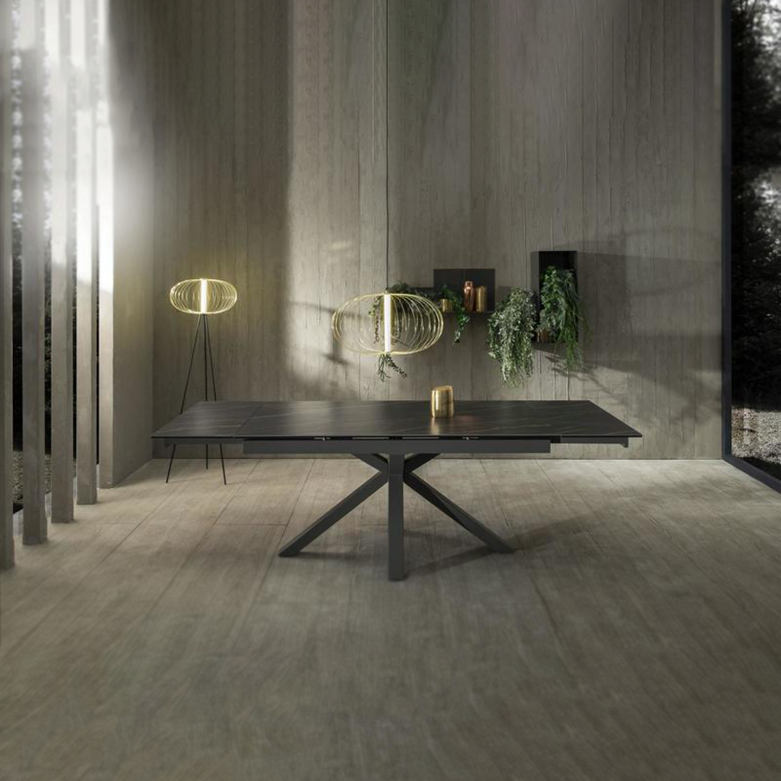 Extendable table "Daniel" tempered glass top cm 160/240x90 76h