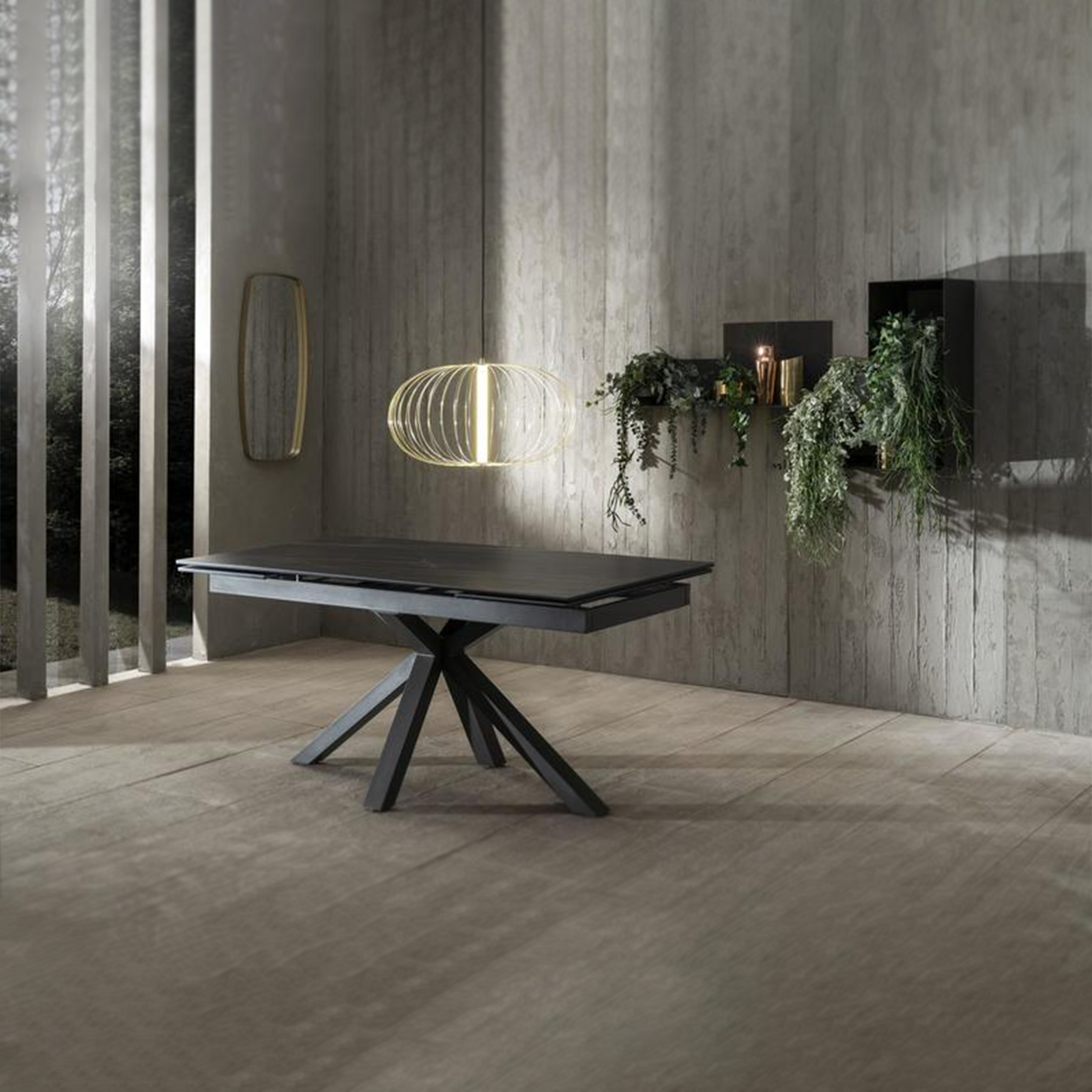 Extendable table "Daniel" tempered glass top cm 160/240x90 76h