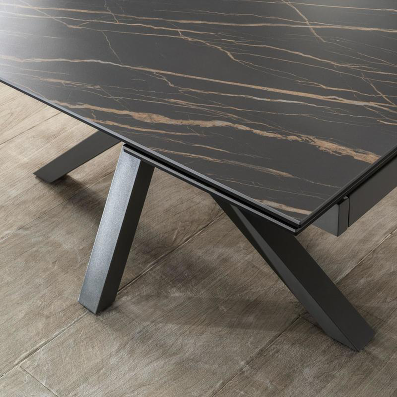 Extendable table "Daniel" tempered glass top cm 160/240x90 76h