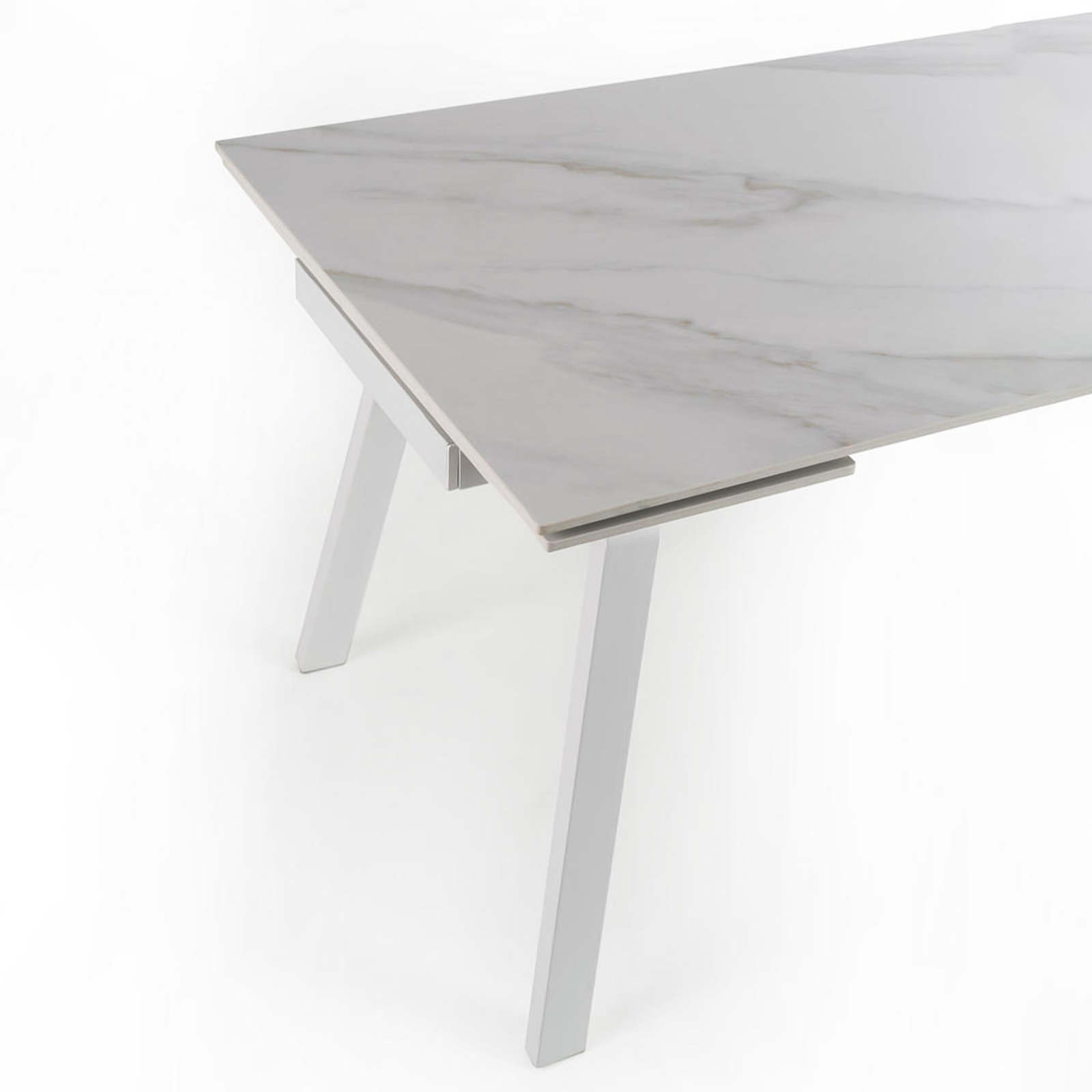 Extendable "Zante" table with marble-effect stone top, 200x80 cm, 76 cm high