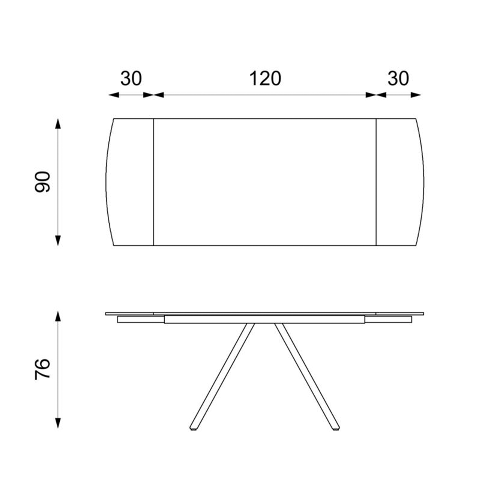Modern extendable table "Atmosphera" with ceramic top and painted metal frame