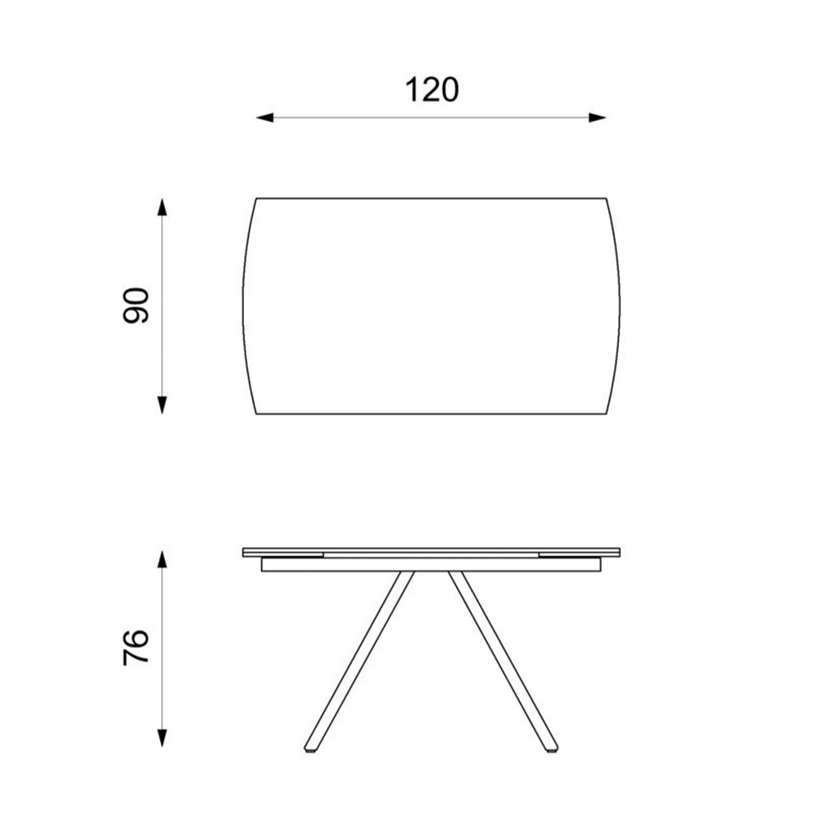 Modern extendable table "Atmosphera" with ceramic top and painted metal frame