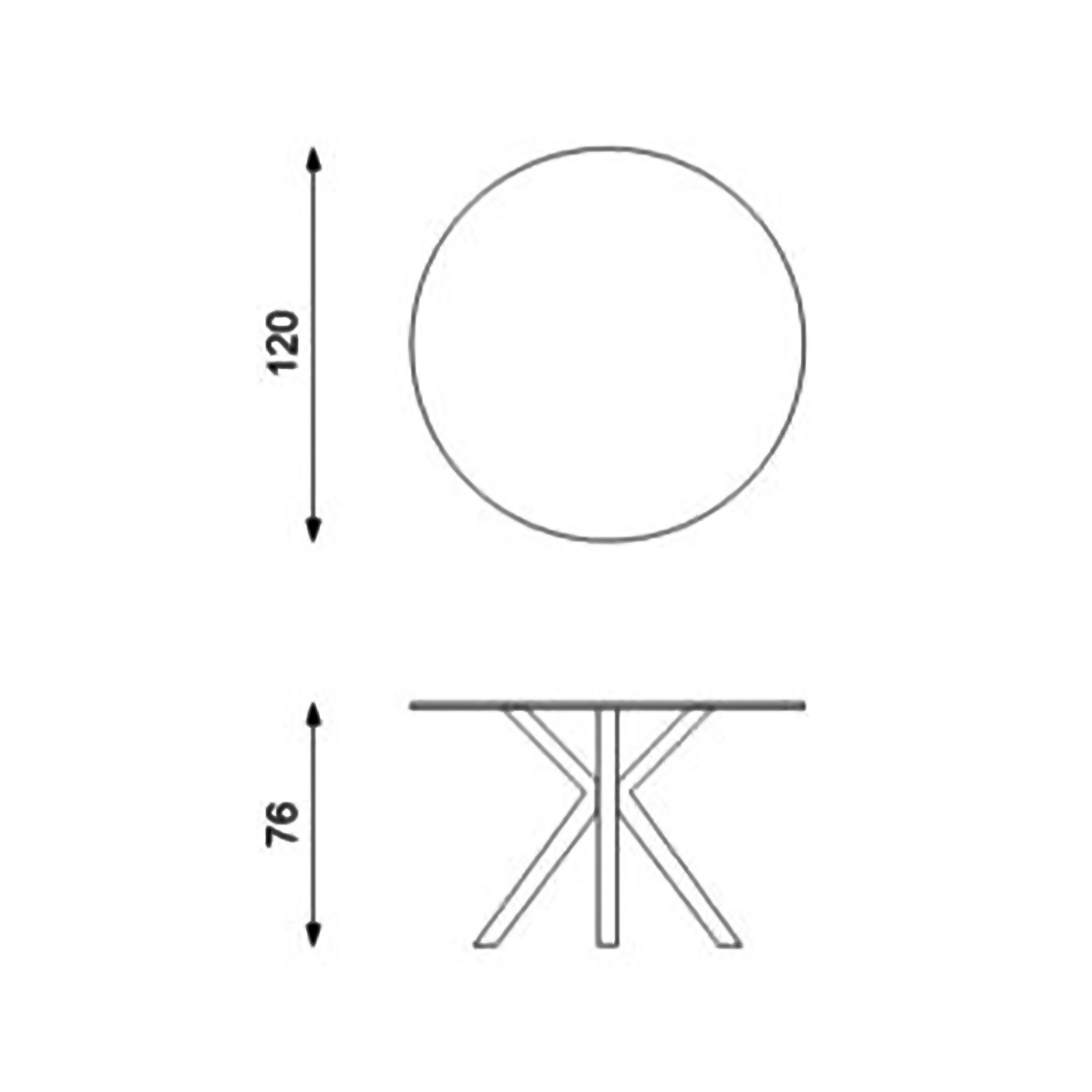 "Louis" round table with marble-effect ceramic top, Ø120 cm, 76 cm high