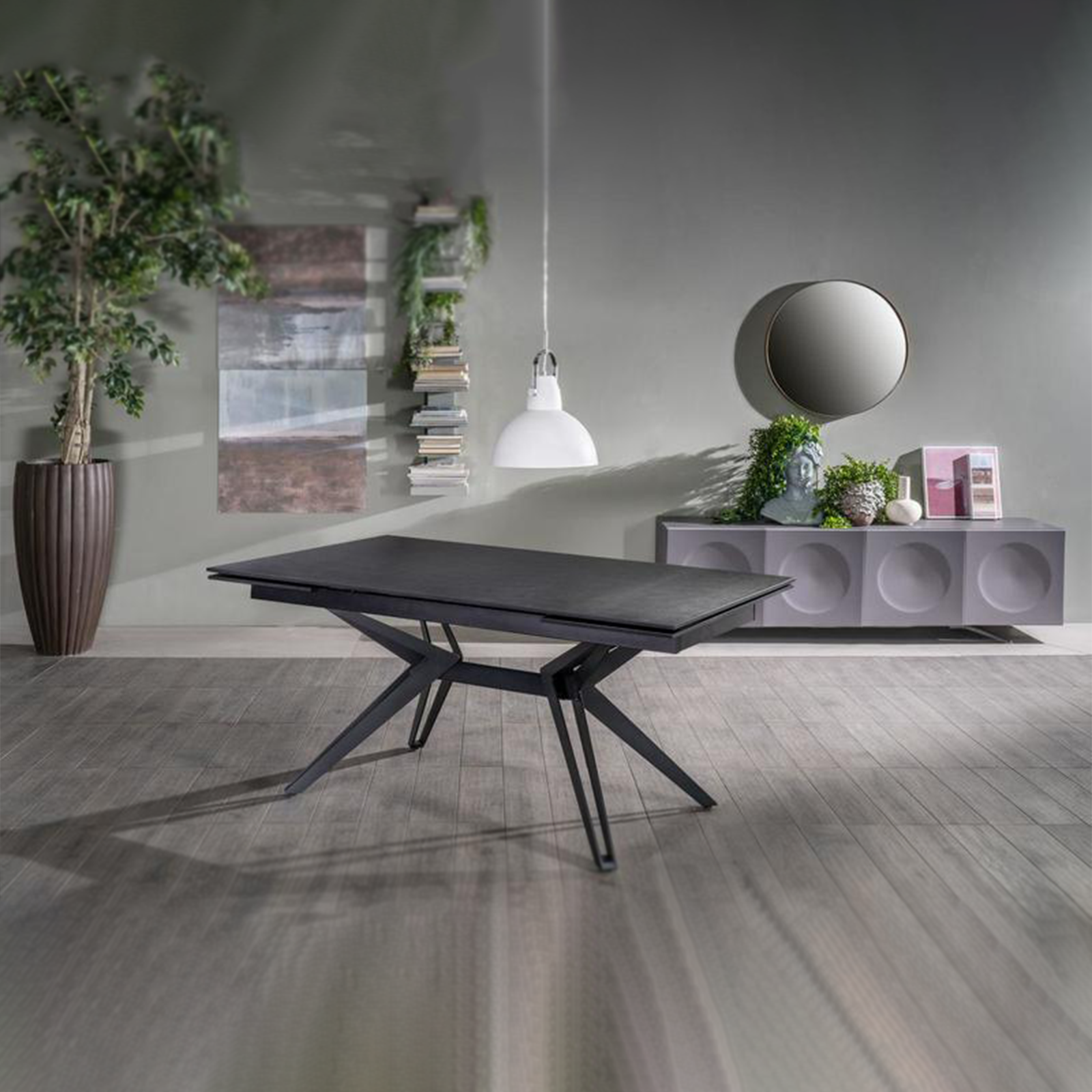 Modern extendable "Horeca" dining table with marble-effect ceramic top